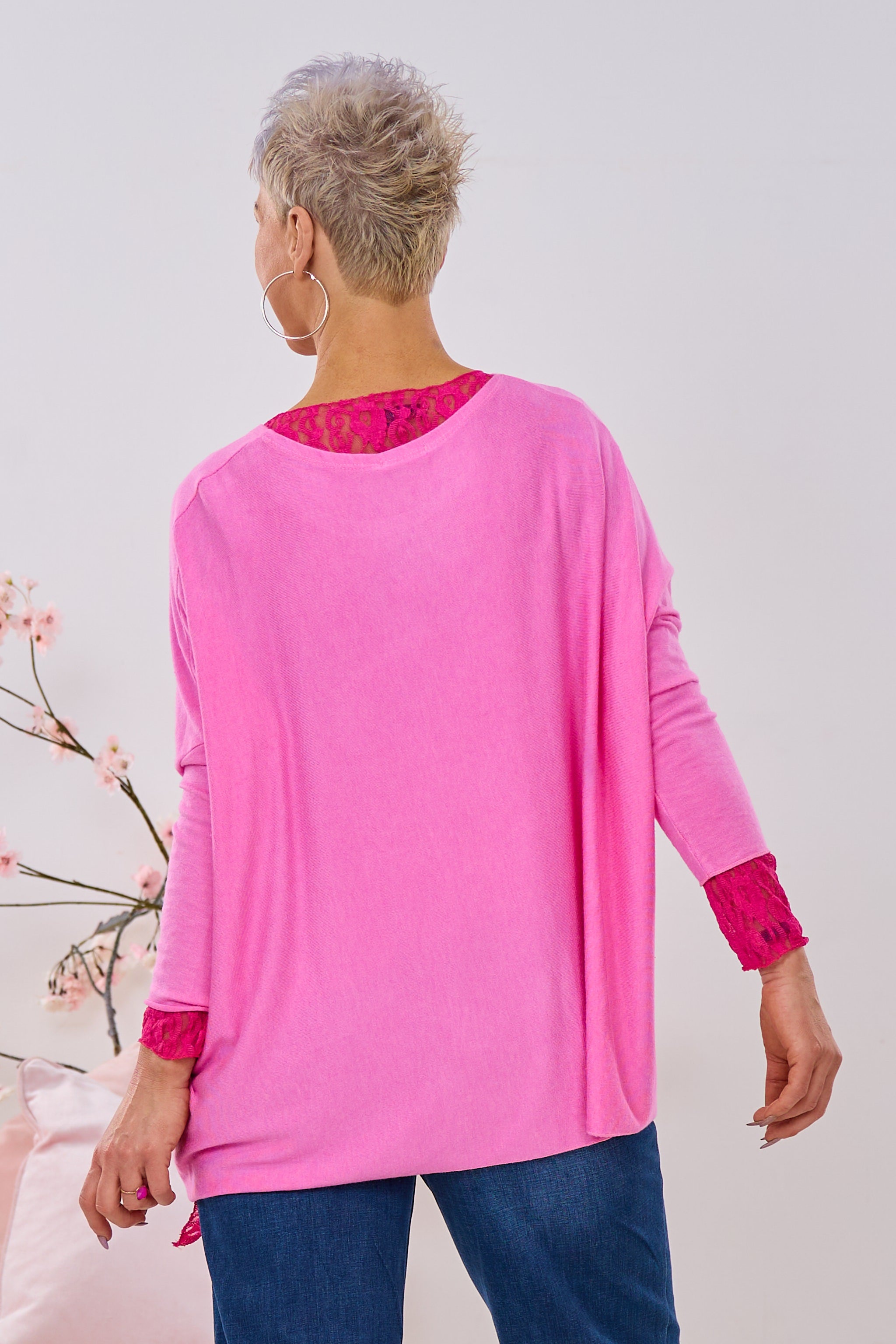 Uni Oversized Strickshirt, pink