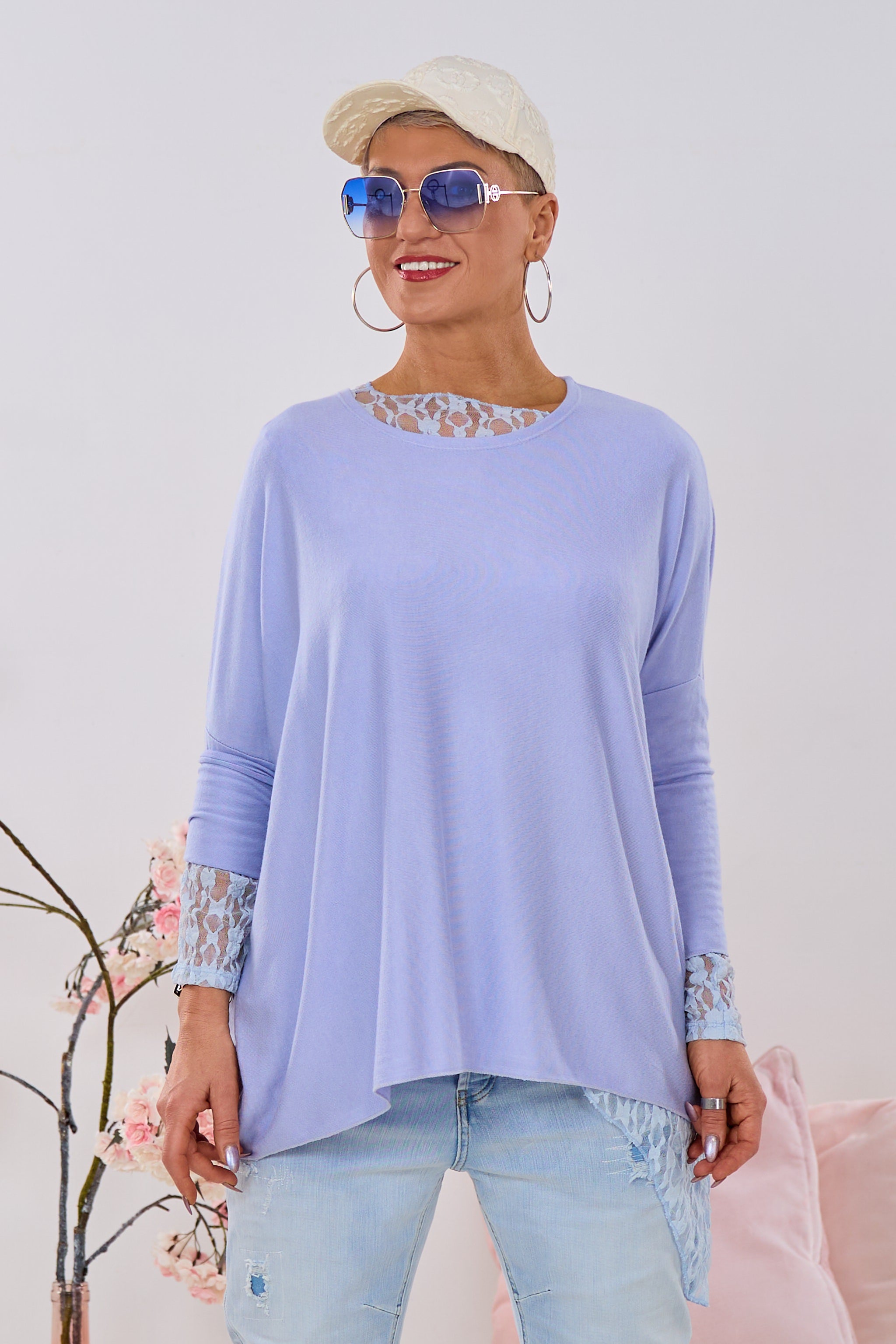 Uni Oversized Strickshirt, flieder