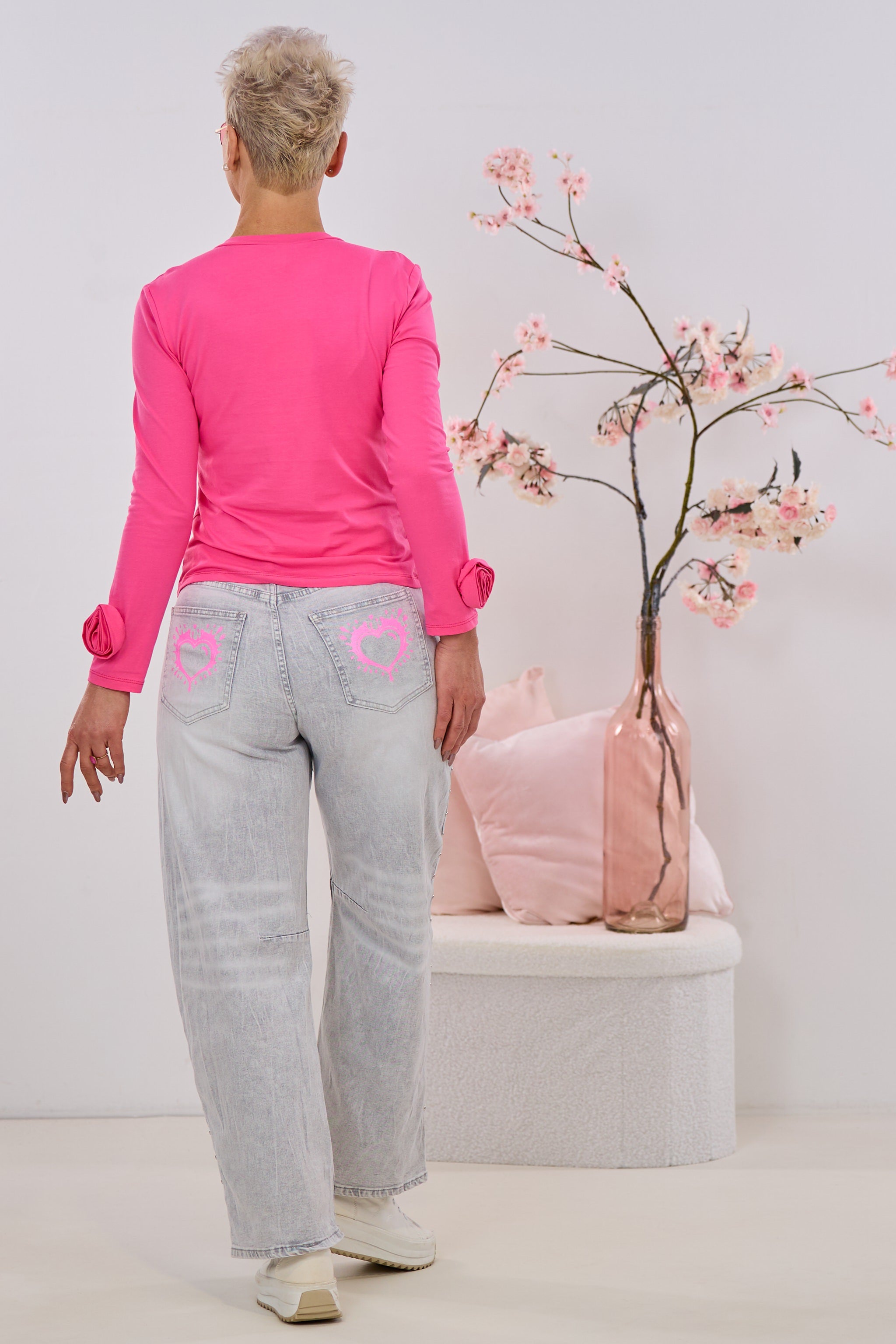 Longsleeve mit süßer Blume, pink