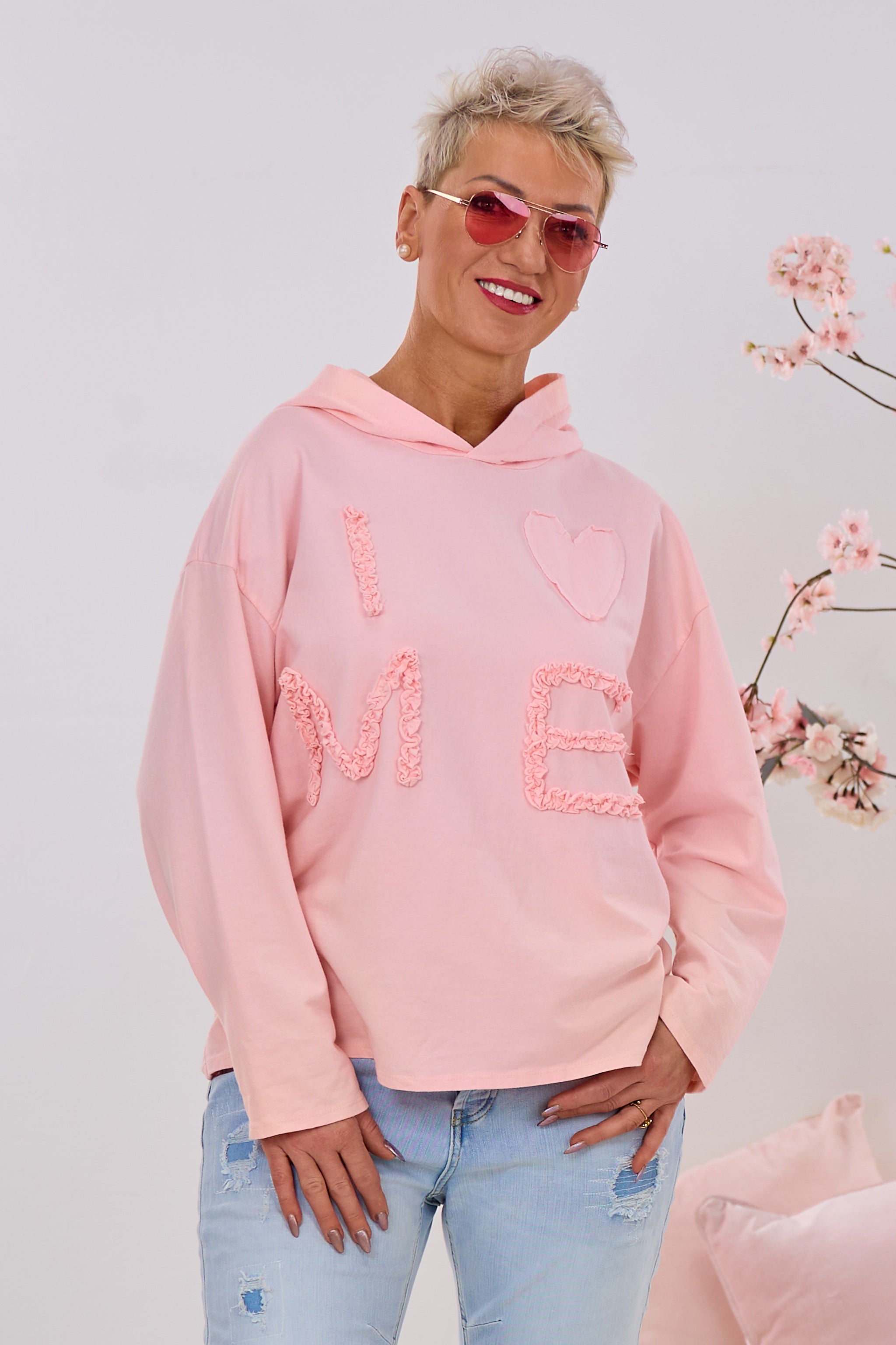 Hoodie I LOVE ME, rosa