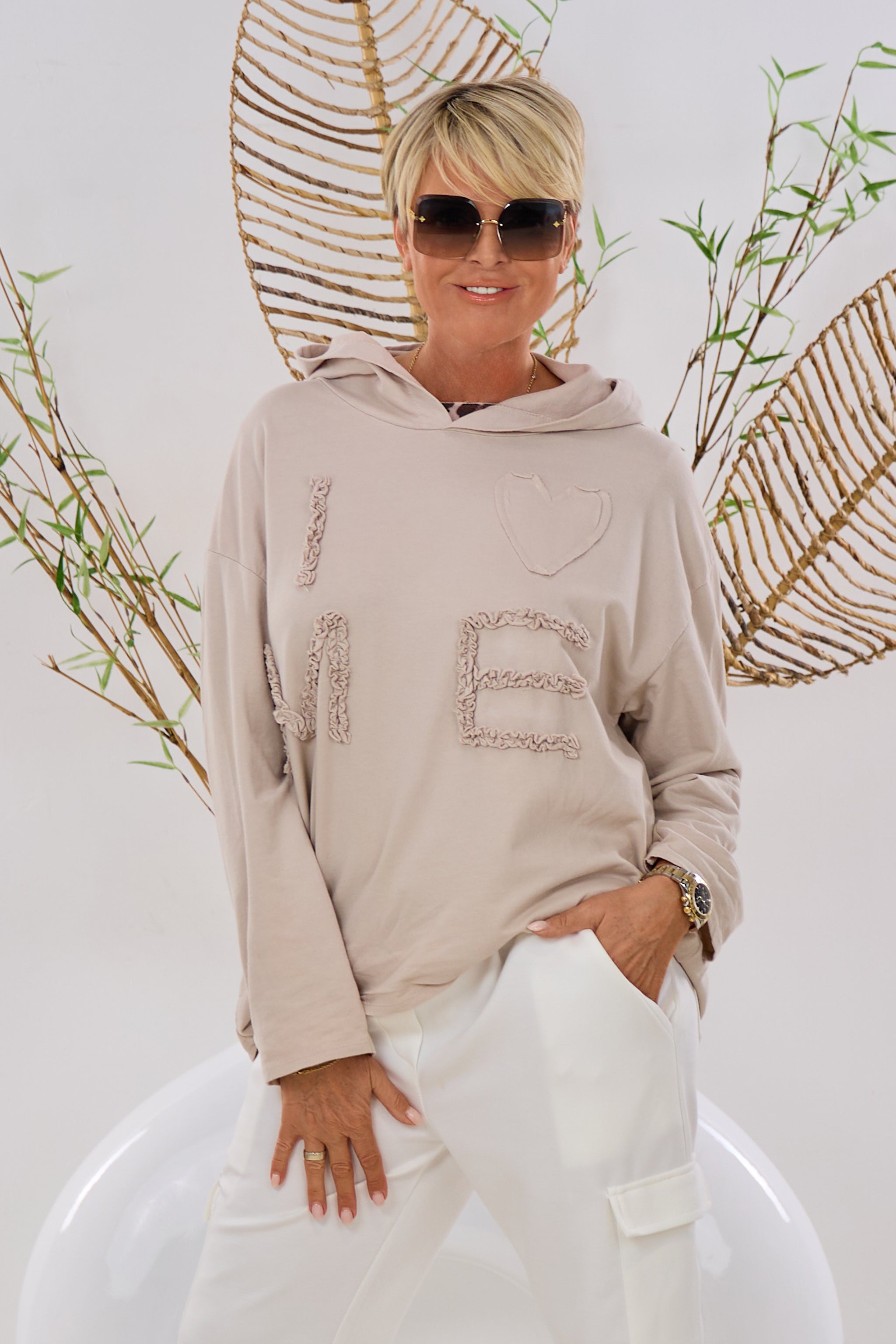 Hoodie I LOVE ME, beige