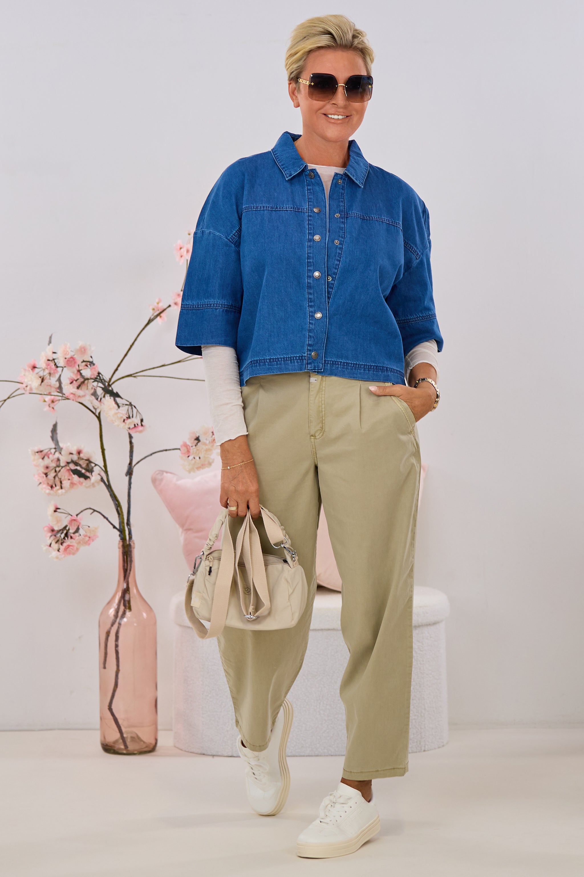 Jeanshemd mit kurzen Ärmeln, denim