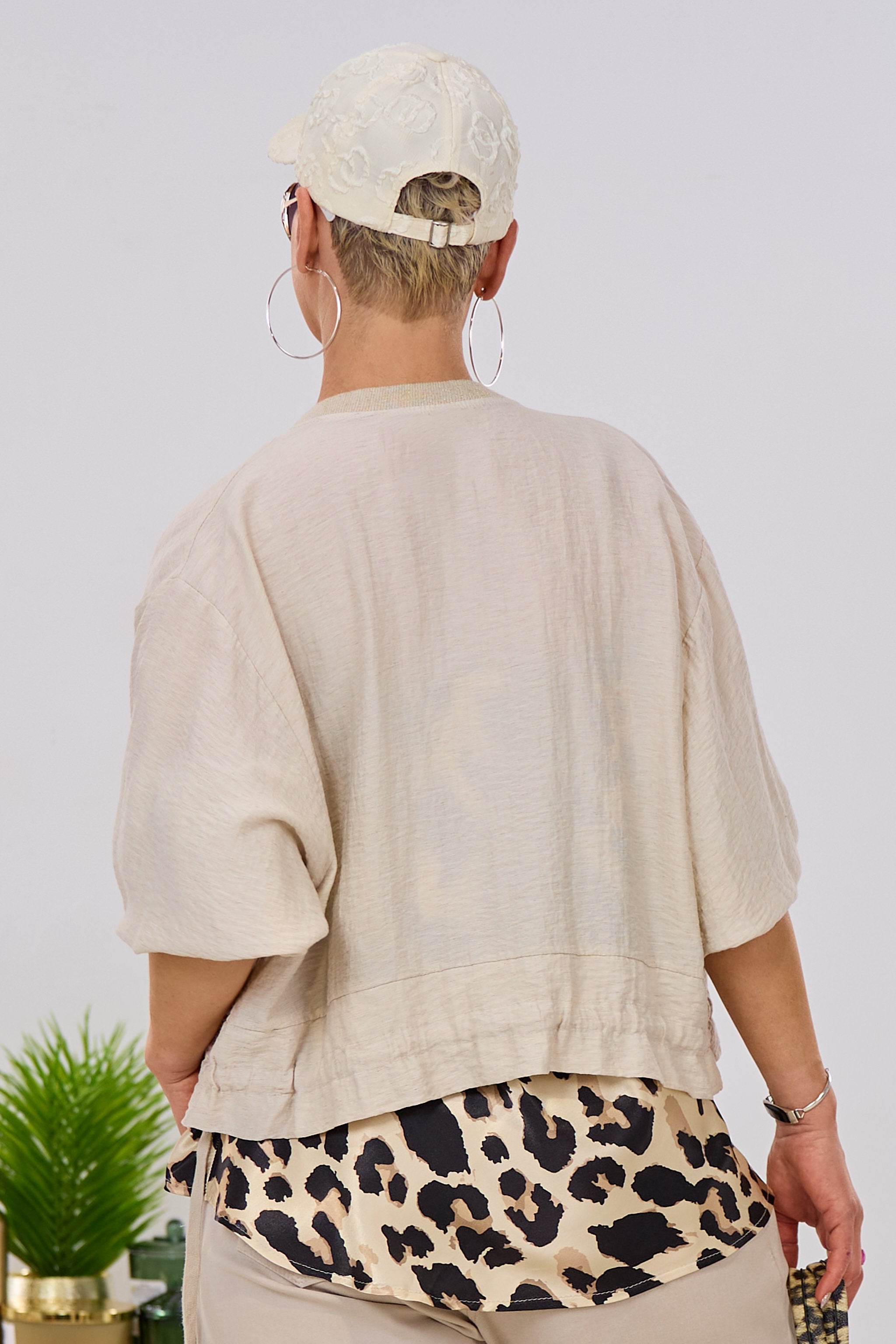 Leichter Blouson mit Kordelzug, beige