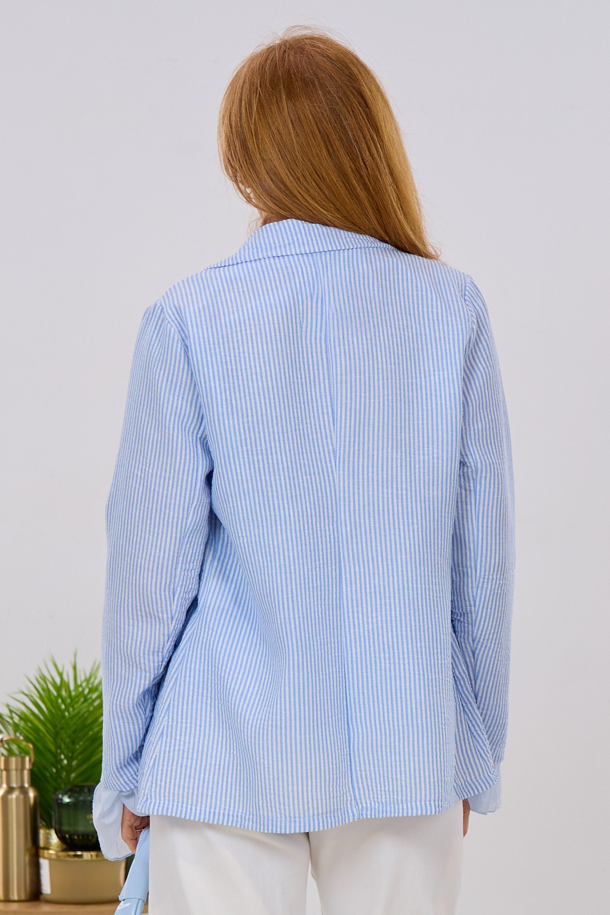 gestreifter Blazer, hellblau