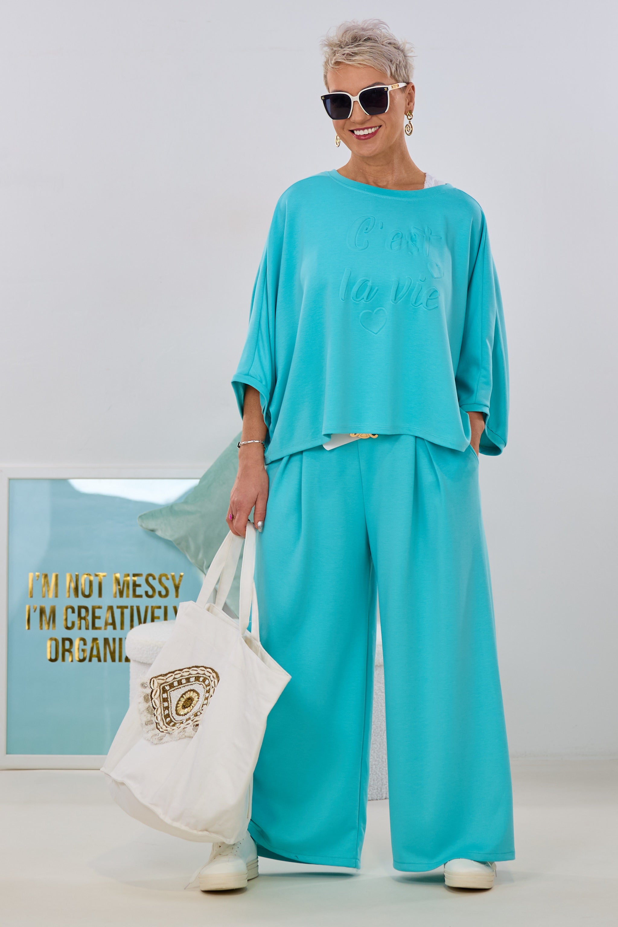 Cozy 2-Teiler c'est la vie - türkis