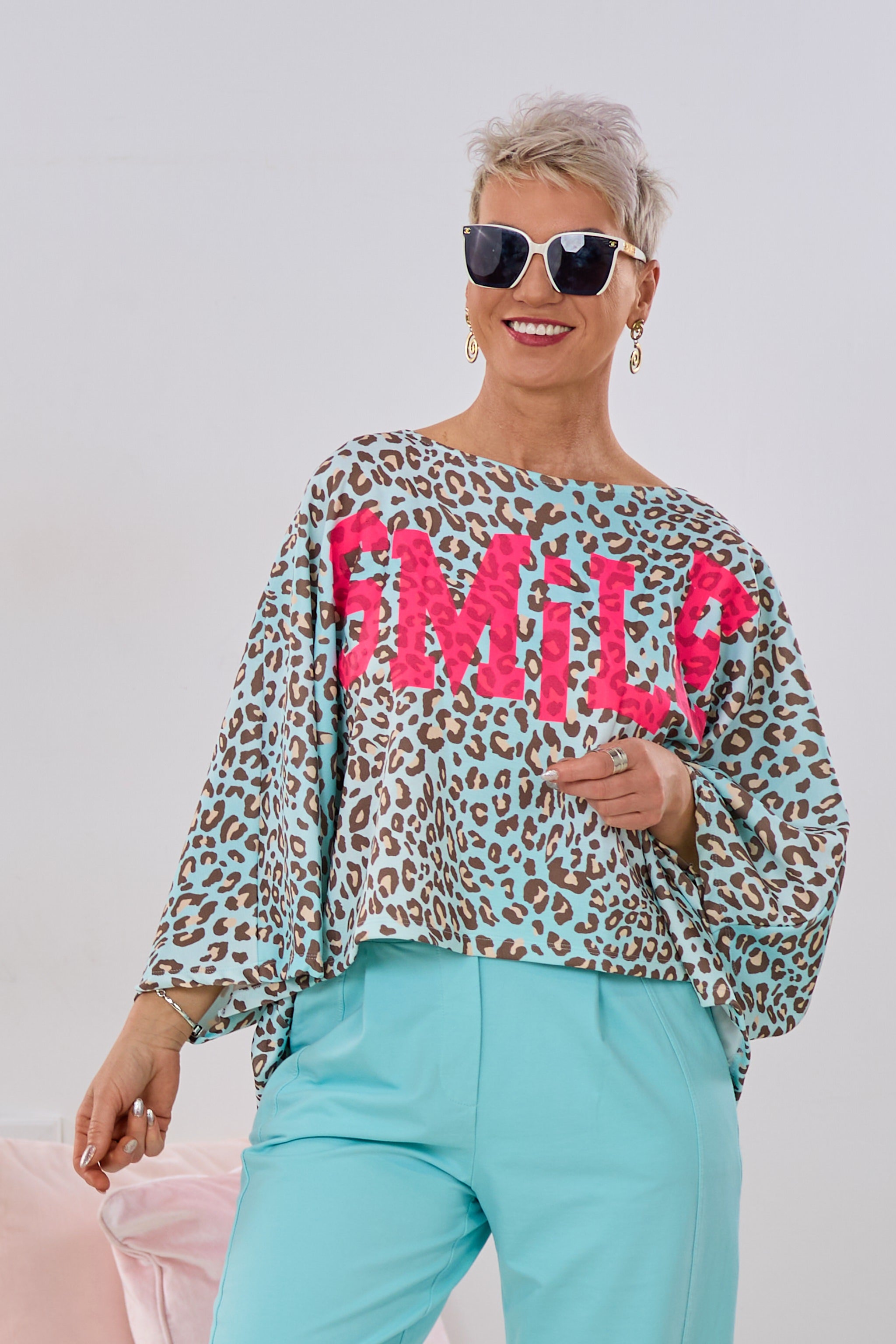 Cozy Sweaty SMILE, mint-braun-leo