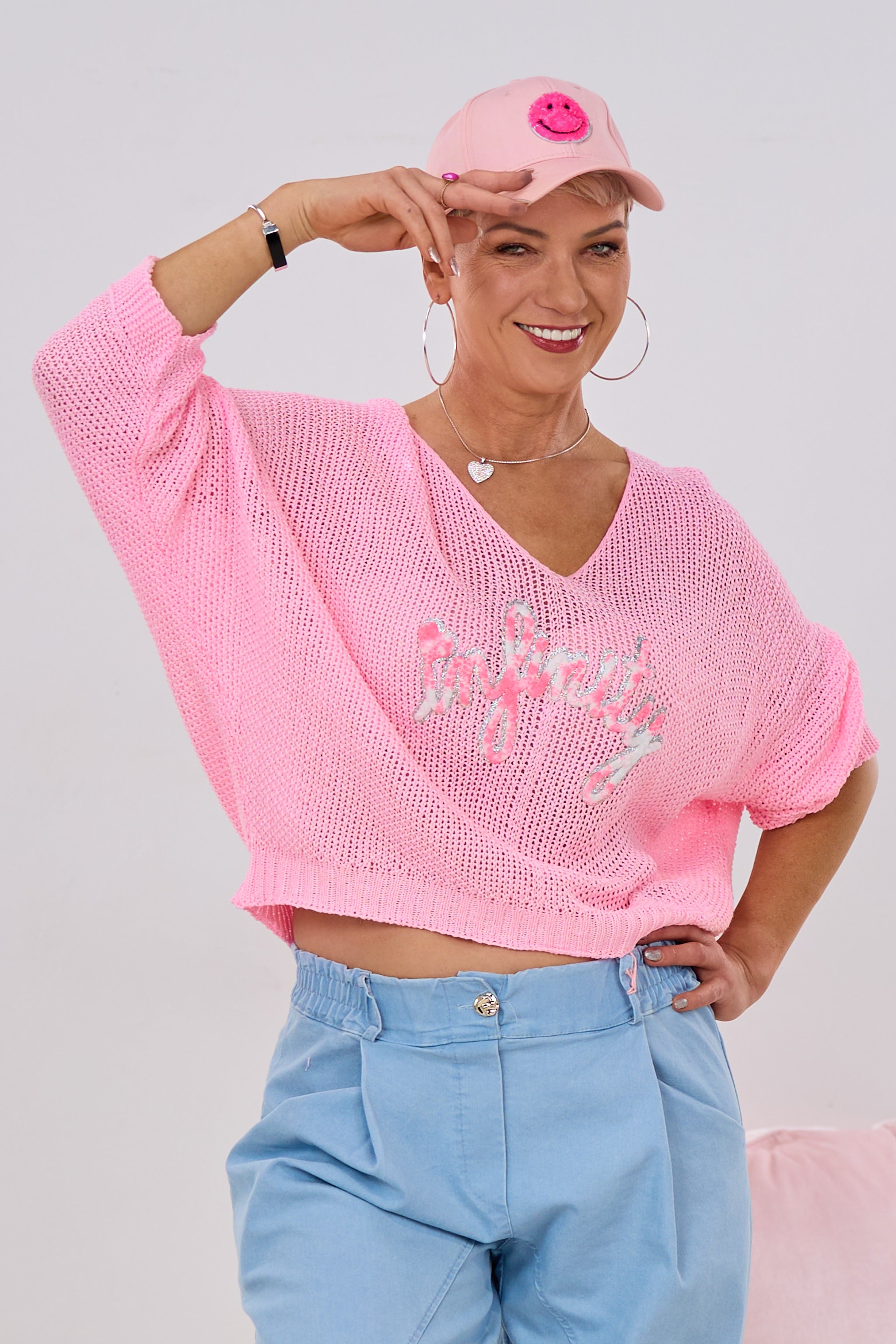 Strickpulli mit INFINITY-Flock, rosa