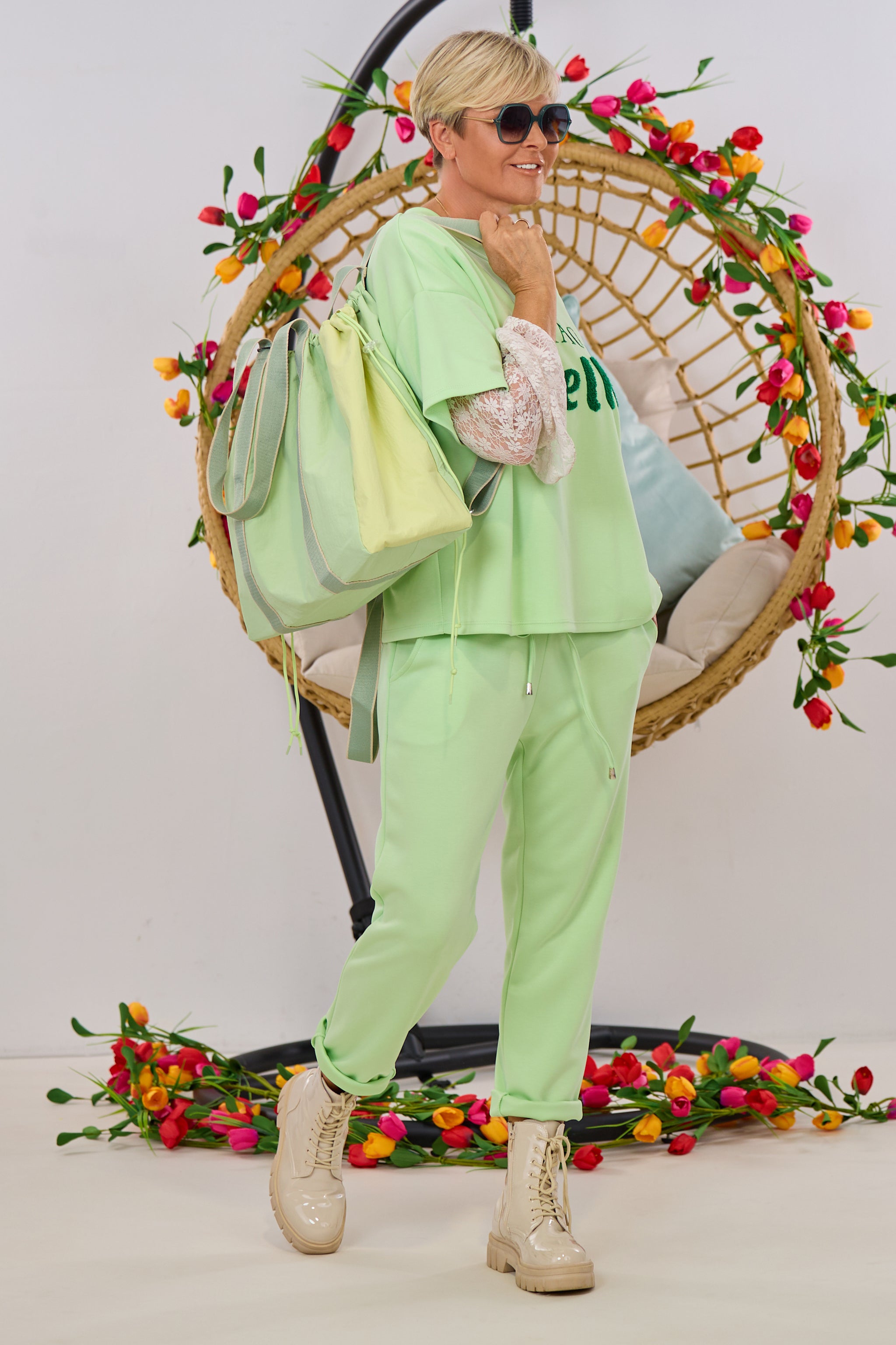 Cozy Hose mit Kordelzug, lindgrün