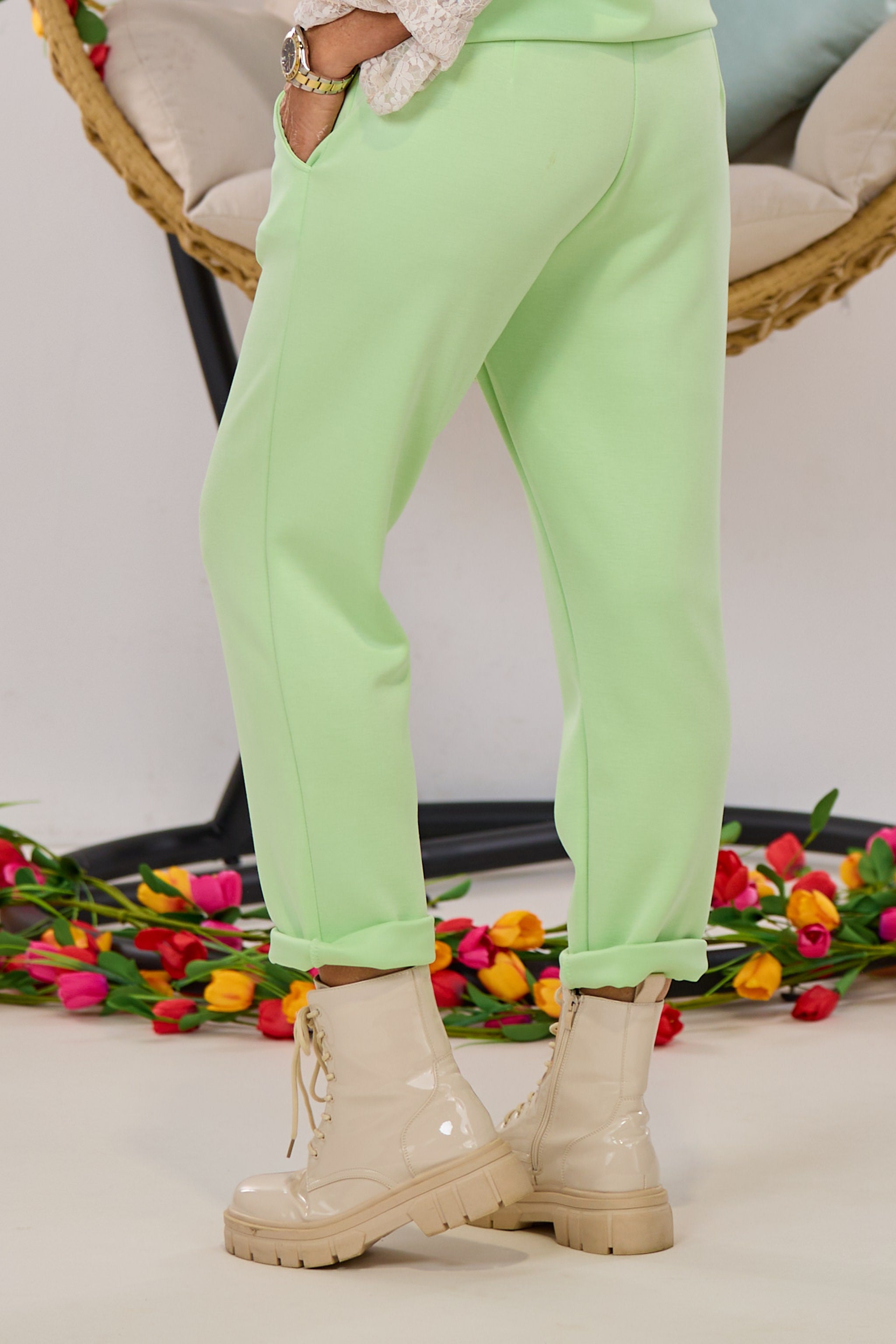 Cozy Hose mit Kordelzug, lindgrün