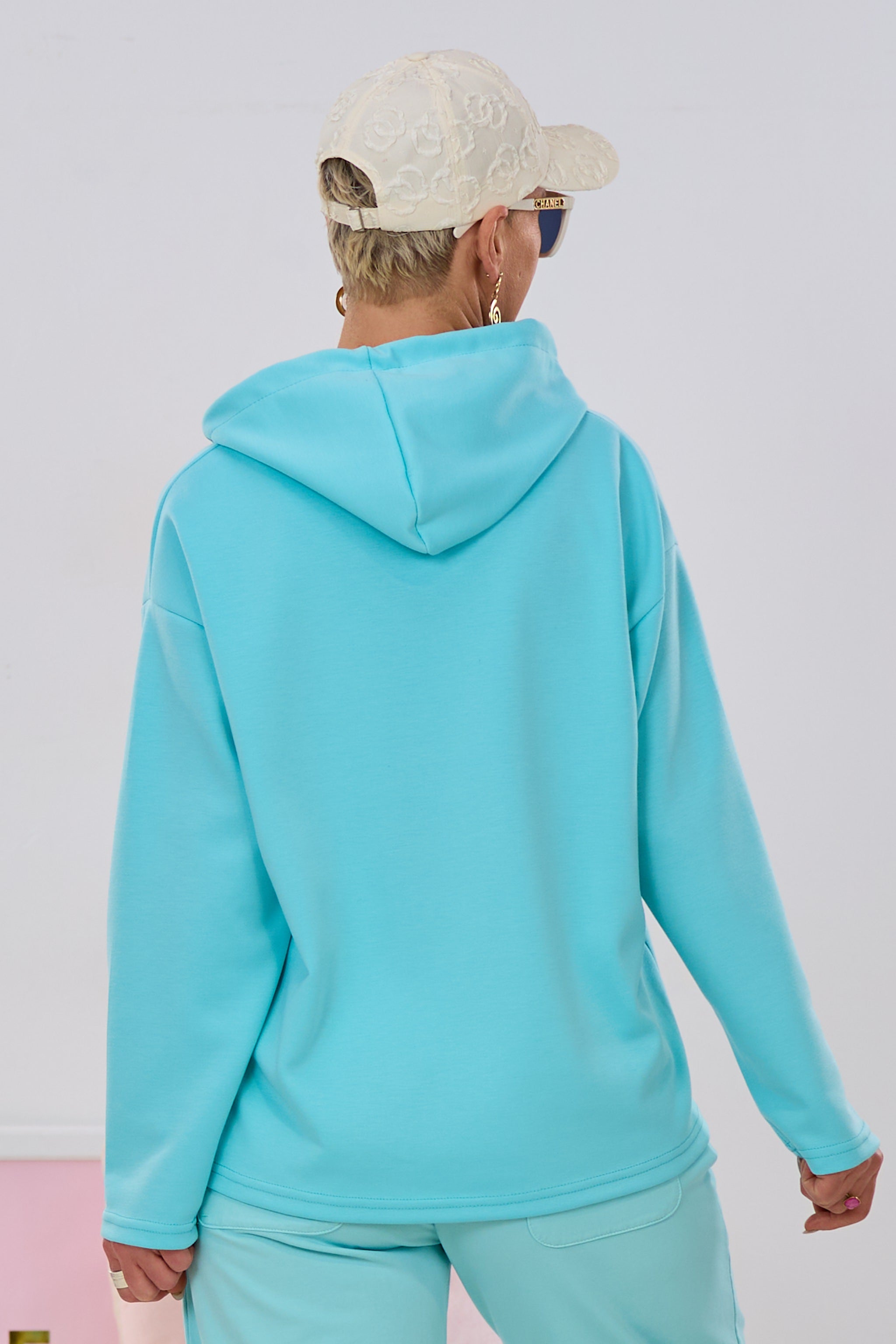 Cozy Hoodie MOIN, türkis-neonpink