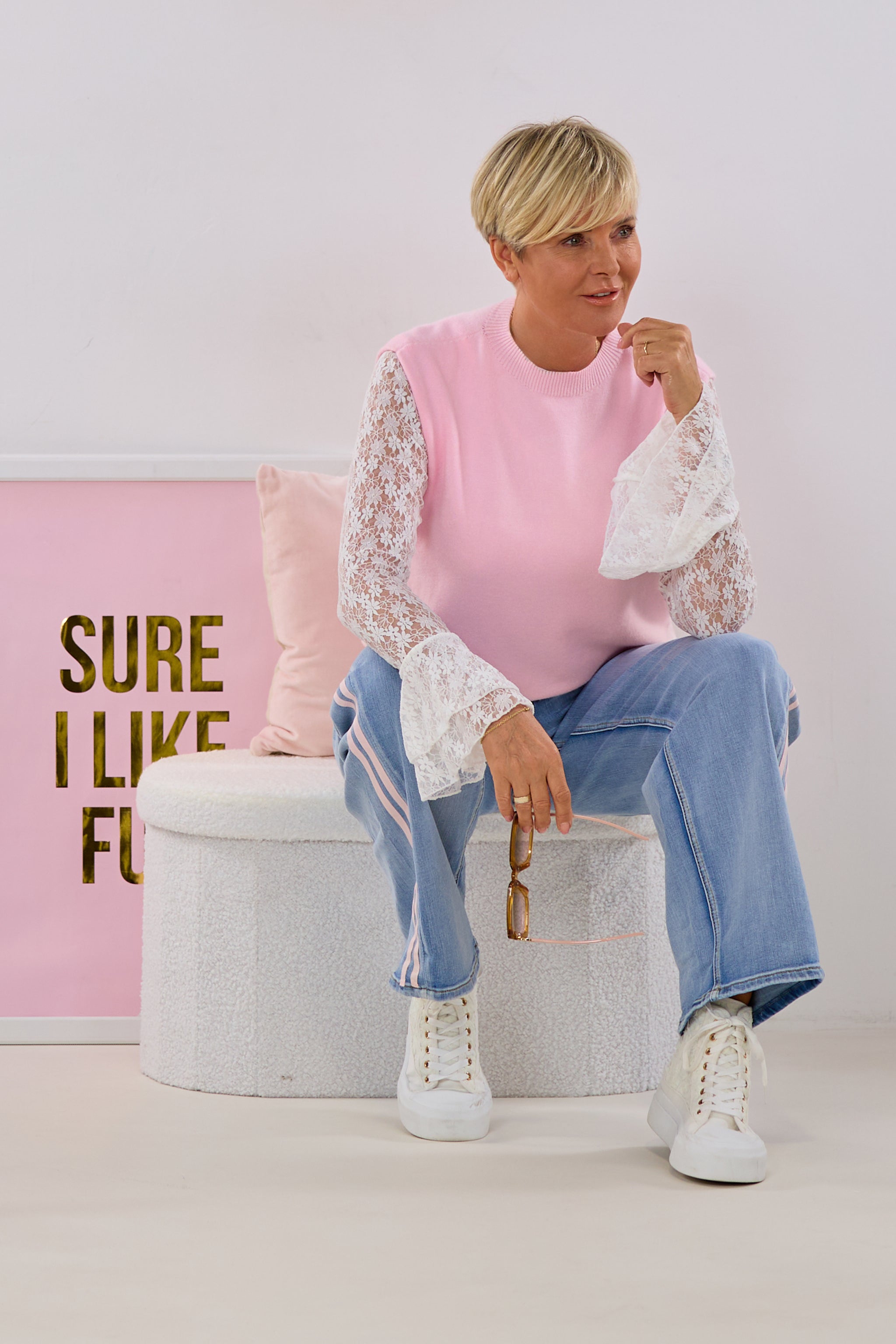 Feinstrick Pullunder, rosa