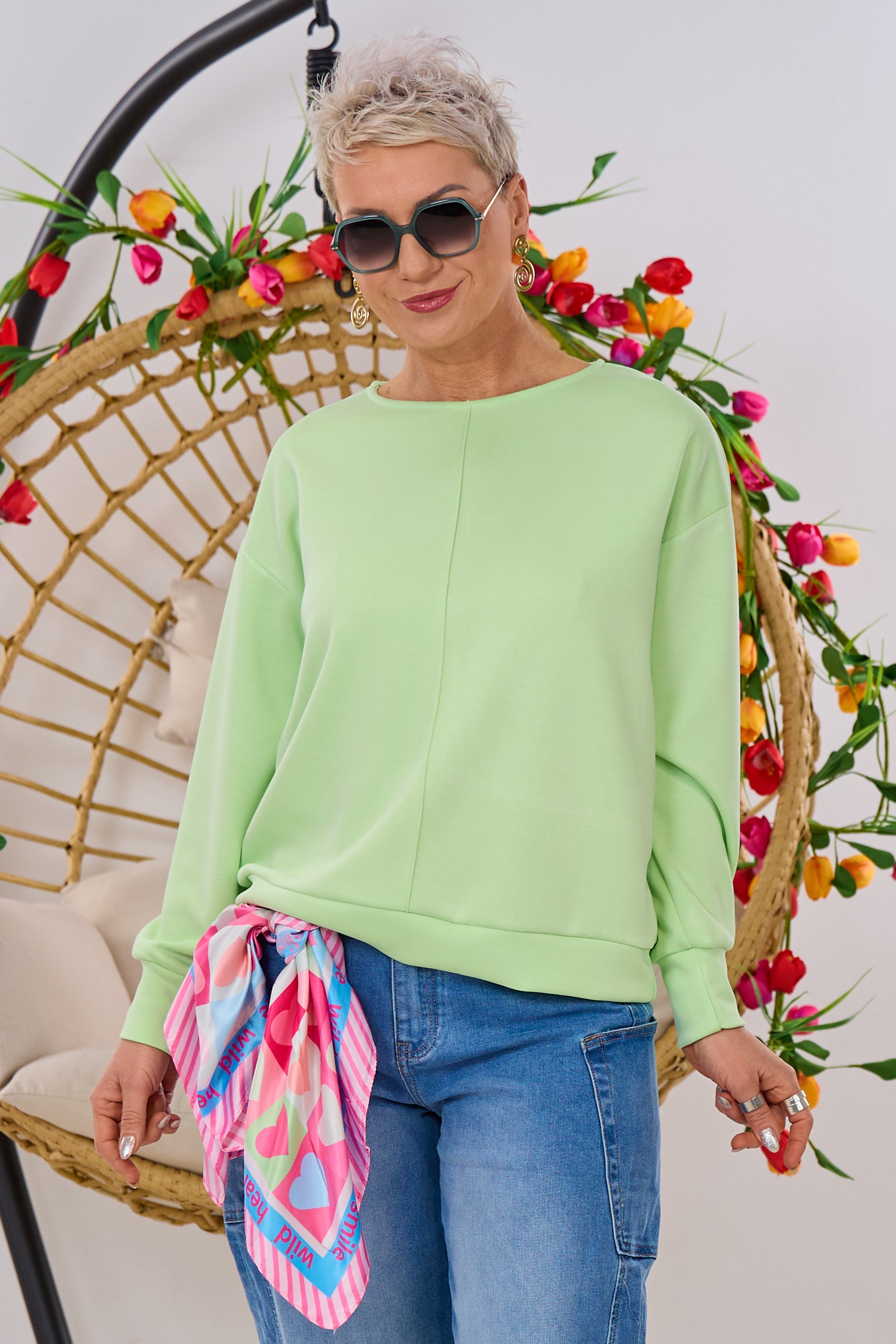 Cozy Shirt mit Mittelnaht, lindgrün