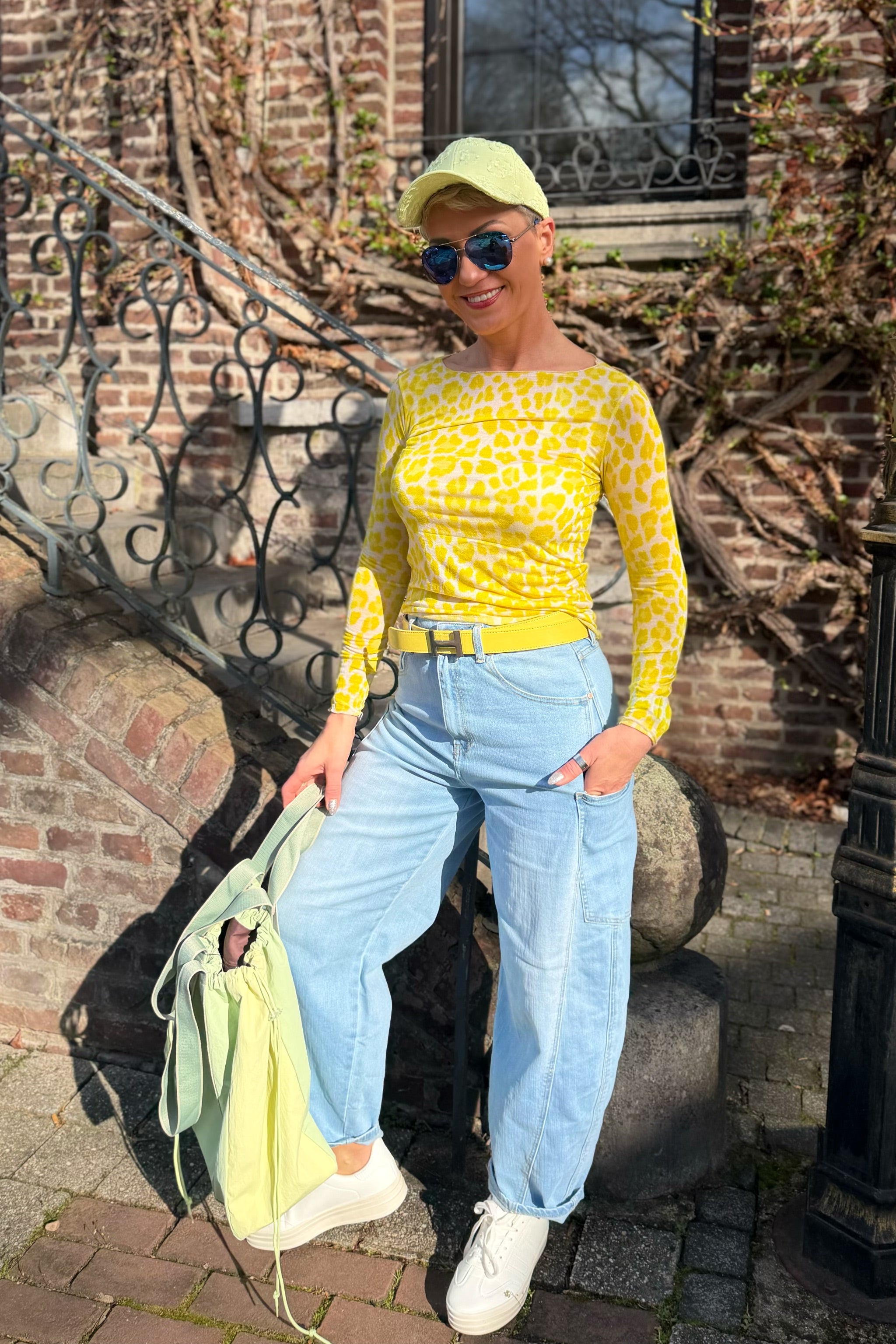 transparentes Leo-Longsleeve, ecru-gelb