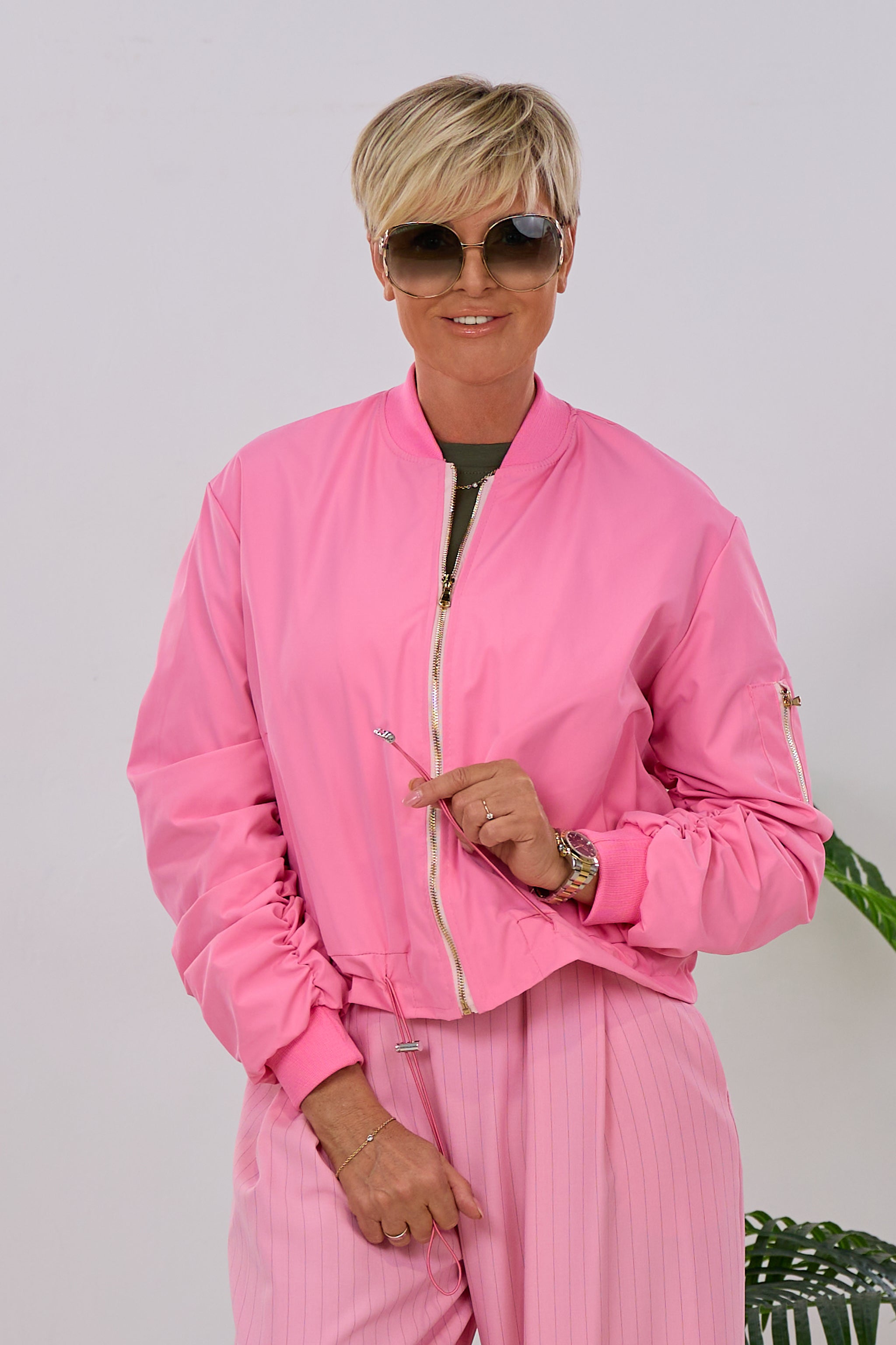 Blouson mit gerafften Ärmeln, candy rosa