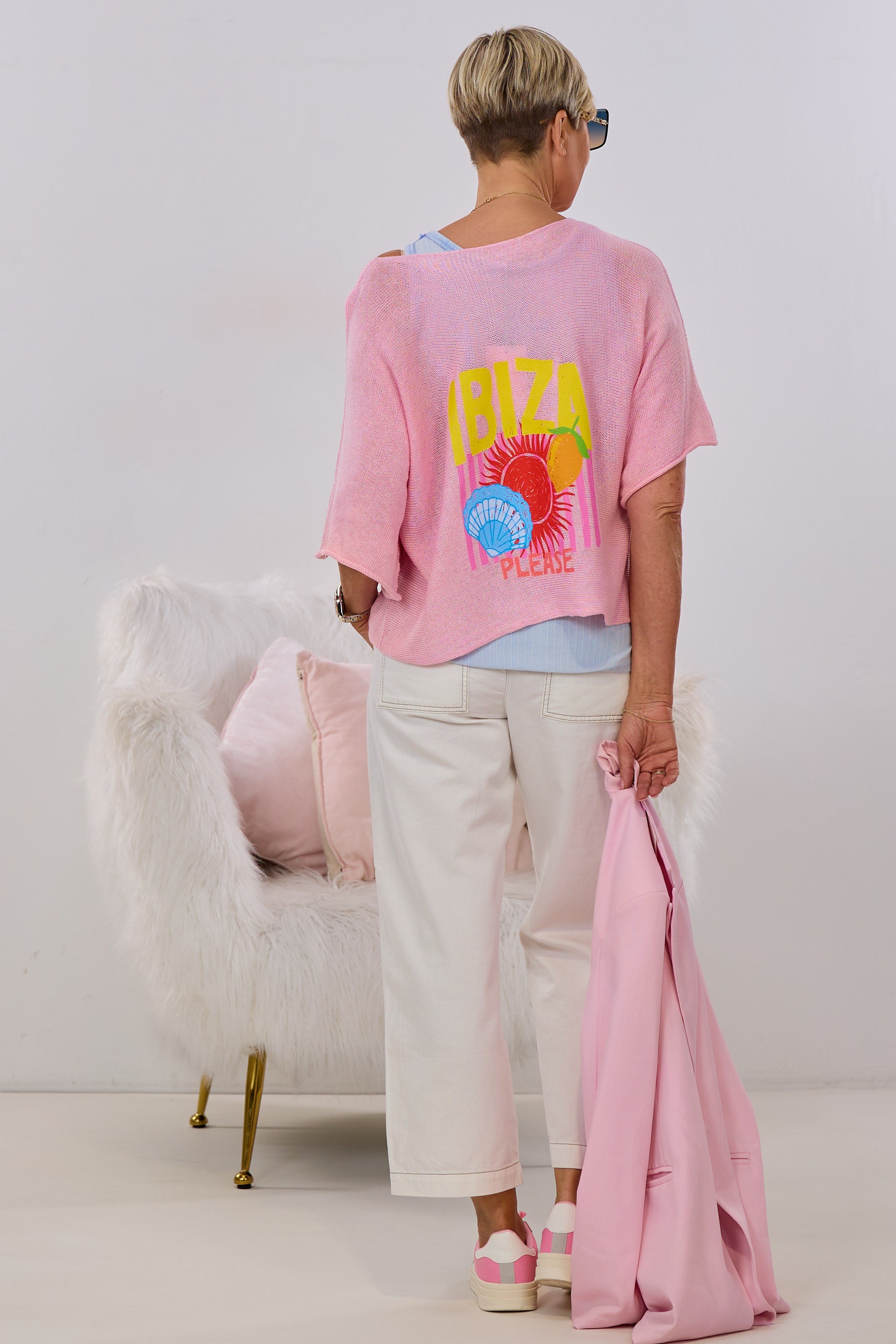 Strickpulli IBIZA quergestrickt, rosa