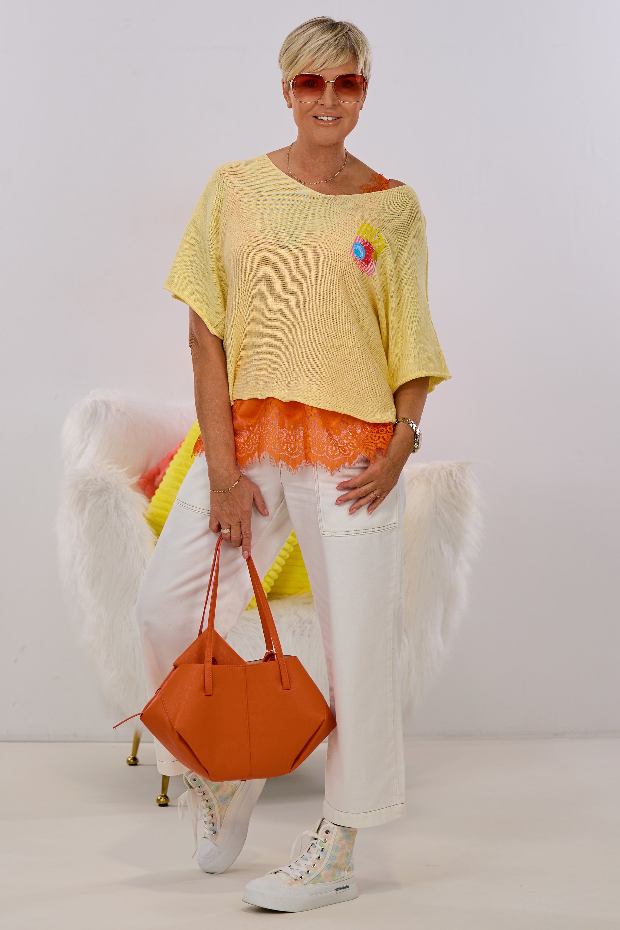 Strickpulli IBIZA quergestrickt, gelb