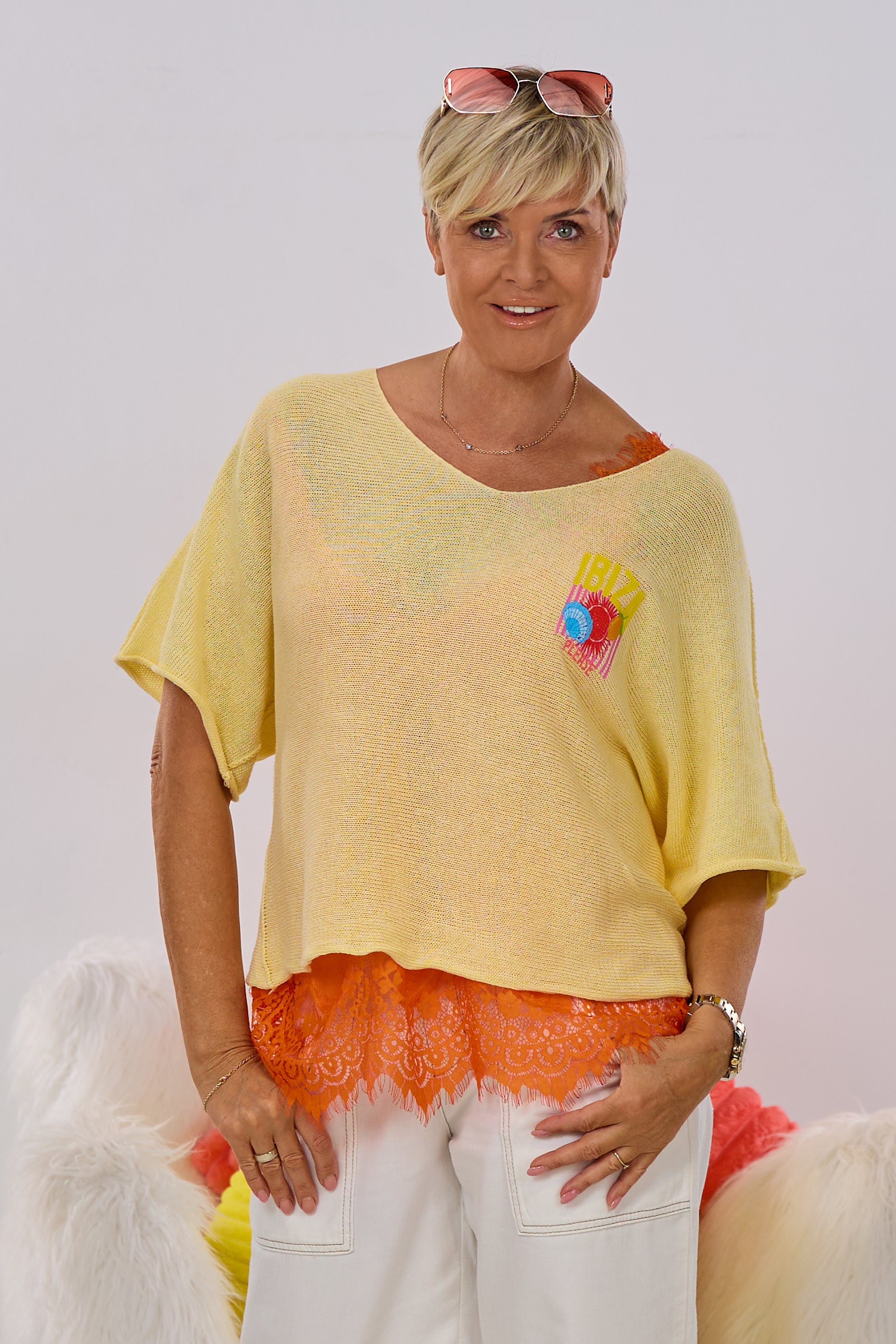 Strickpulli IBIZA quergestrickt, gelb