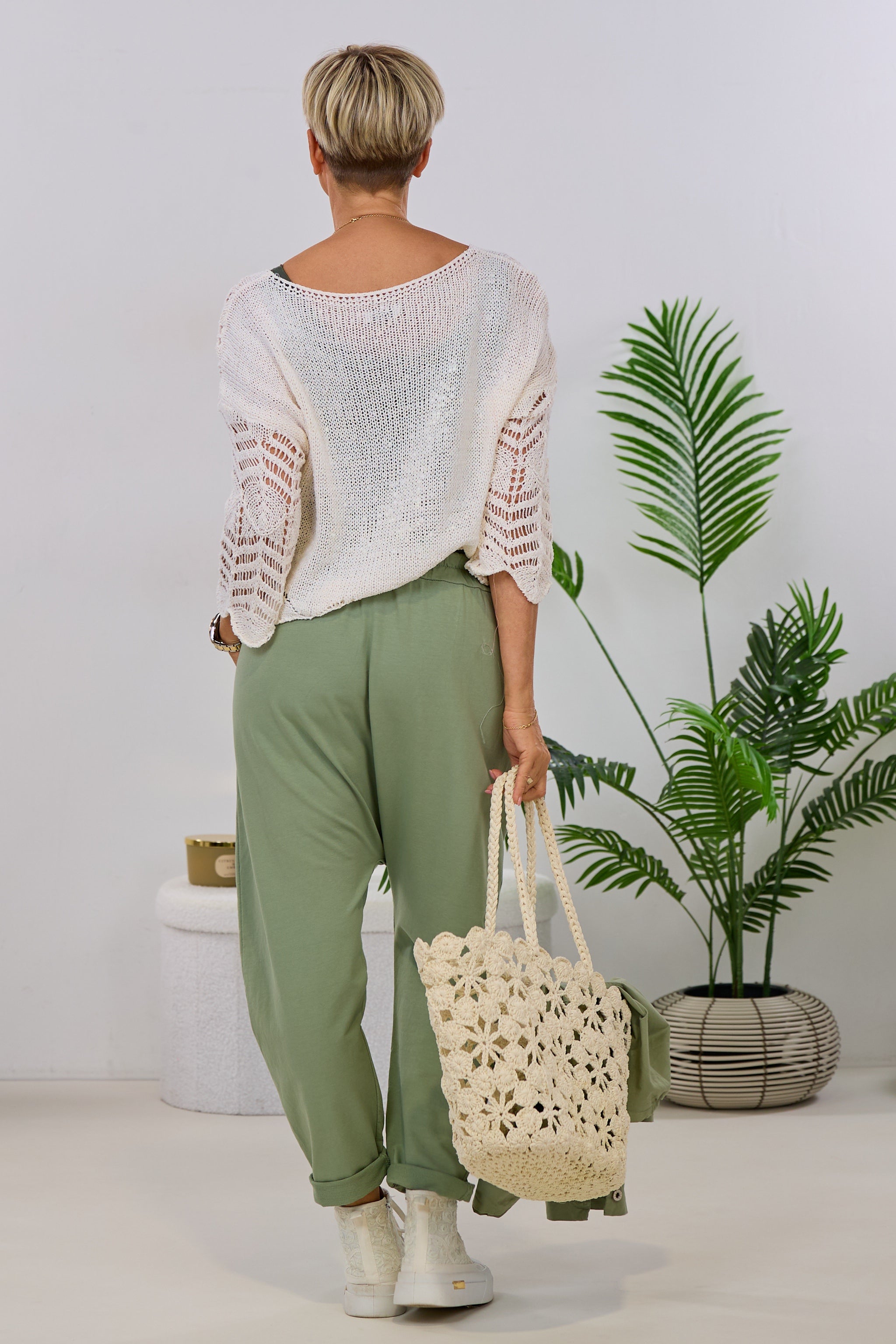 Leichte Sweat Baggy Hose, khaki