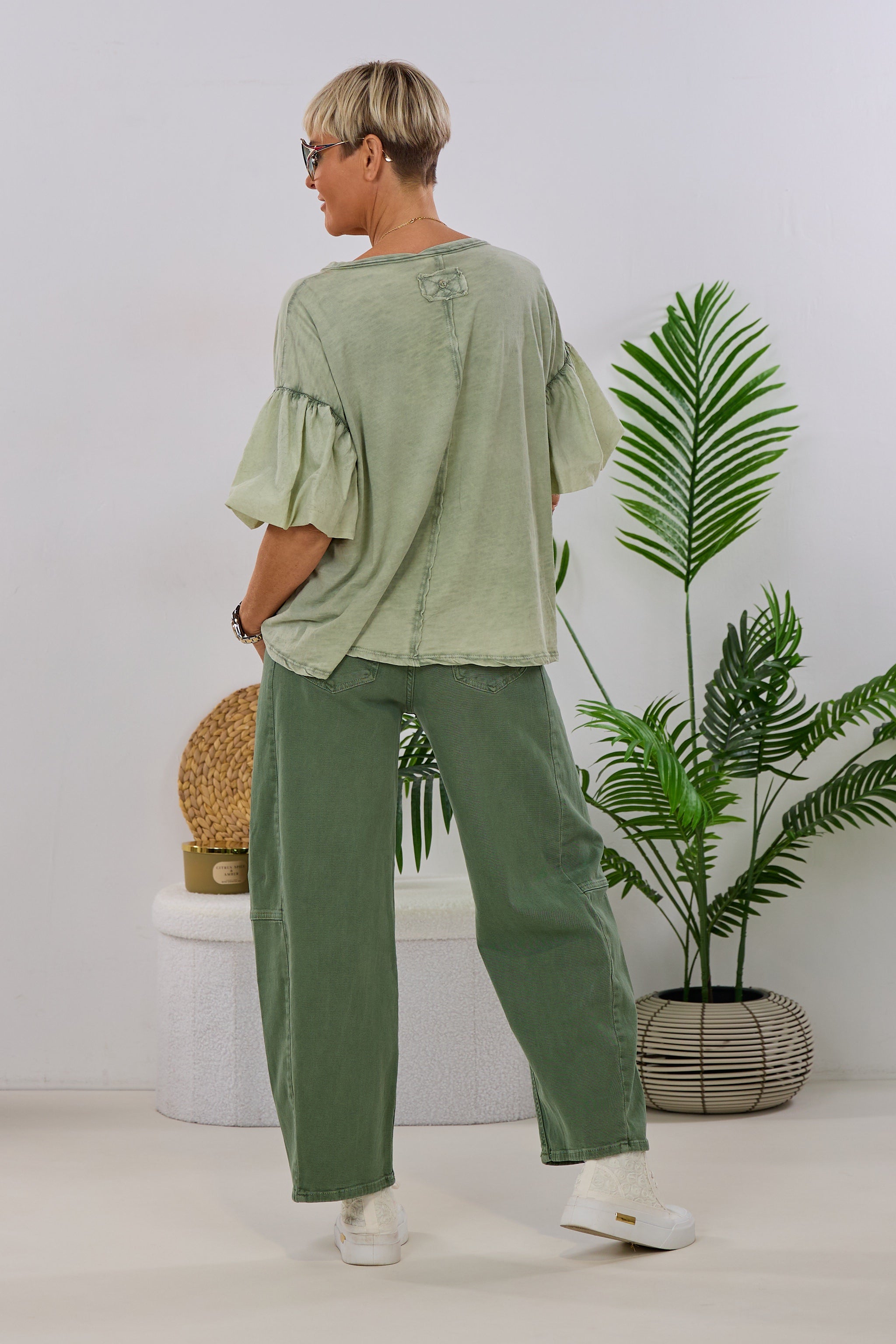 Shirt mit "Puff-Ärmeln", khaki