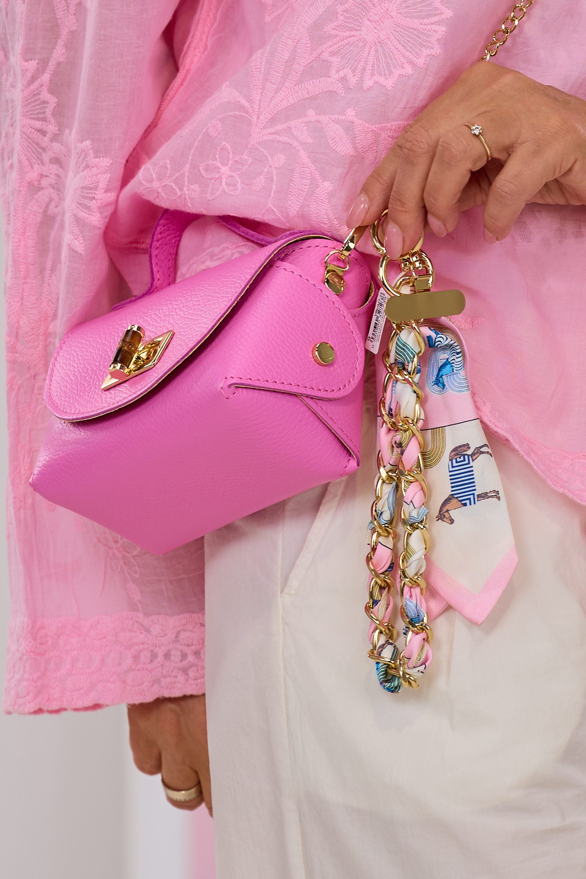 Handy-/Taschenanhänger, creme-rosa-gold