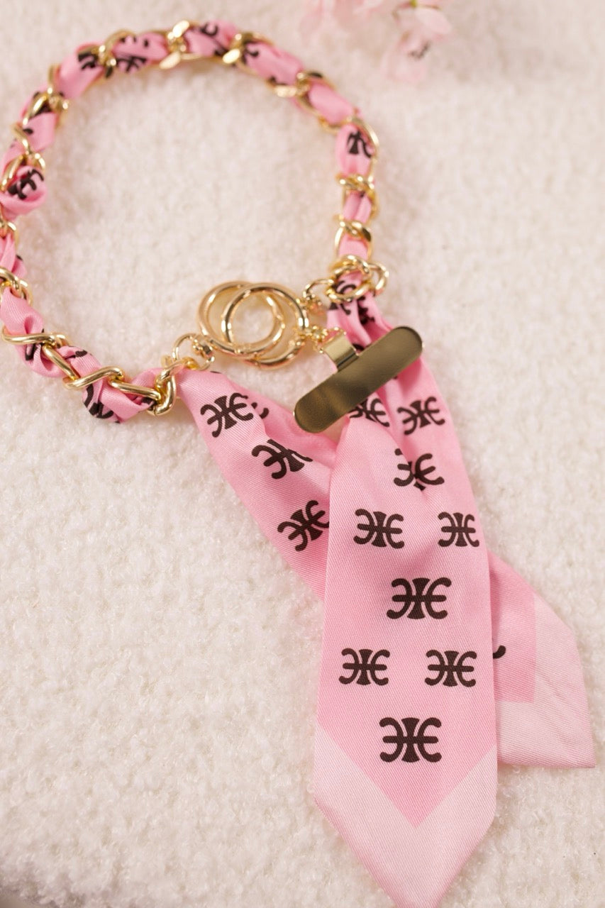 Handy-/Taschenanhänger, rosa-braun-gold