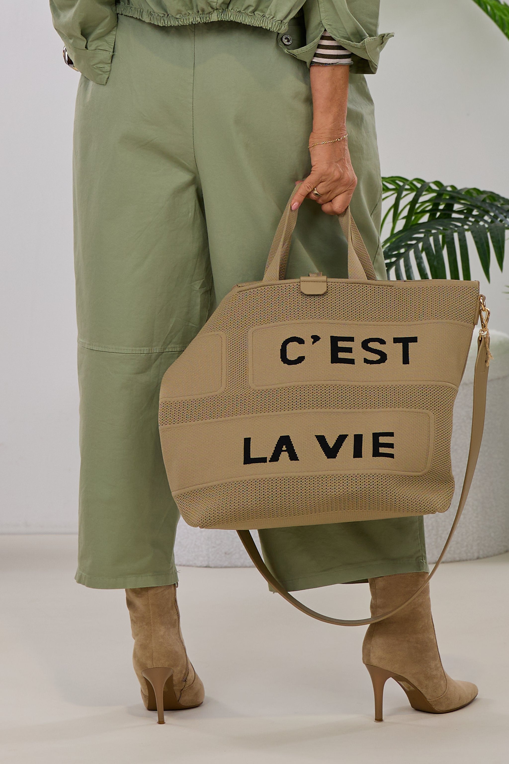 7/8 Jeans im Balloon-Style, khaki