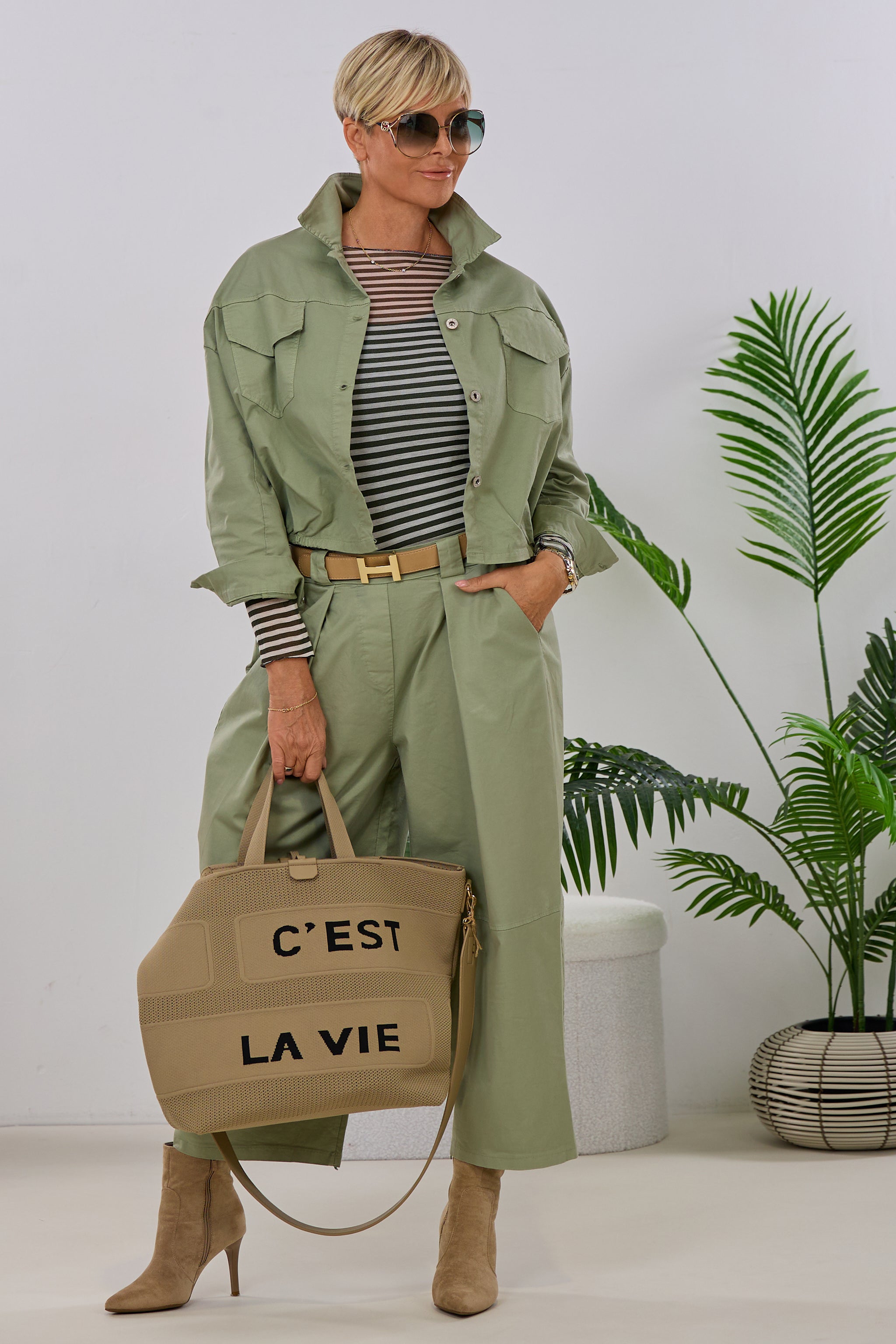 Kurze Jeans Hemdjacke, khaki