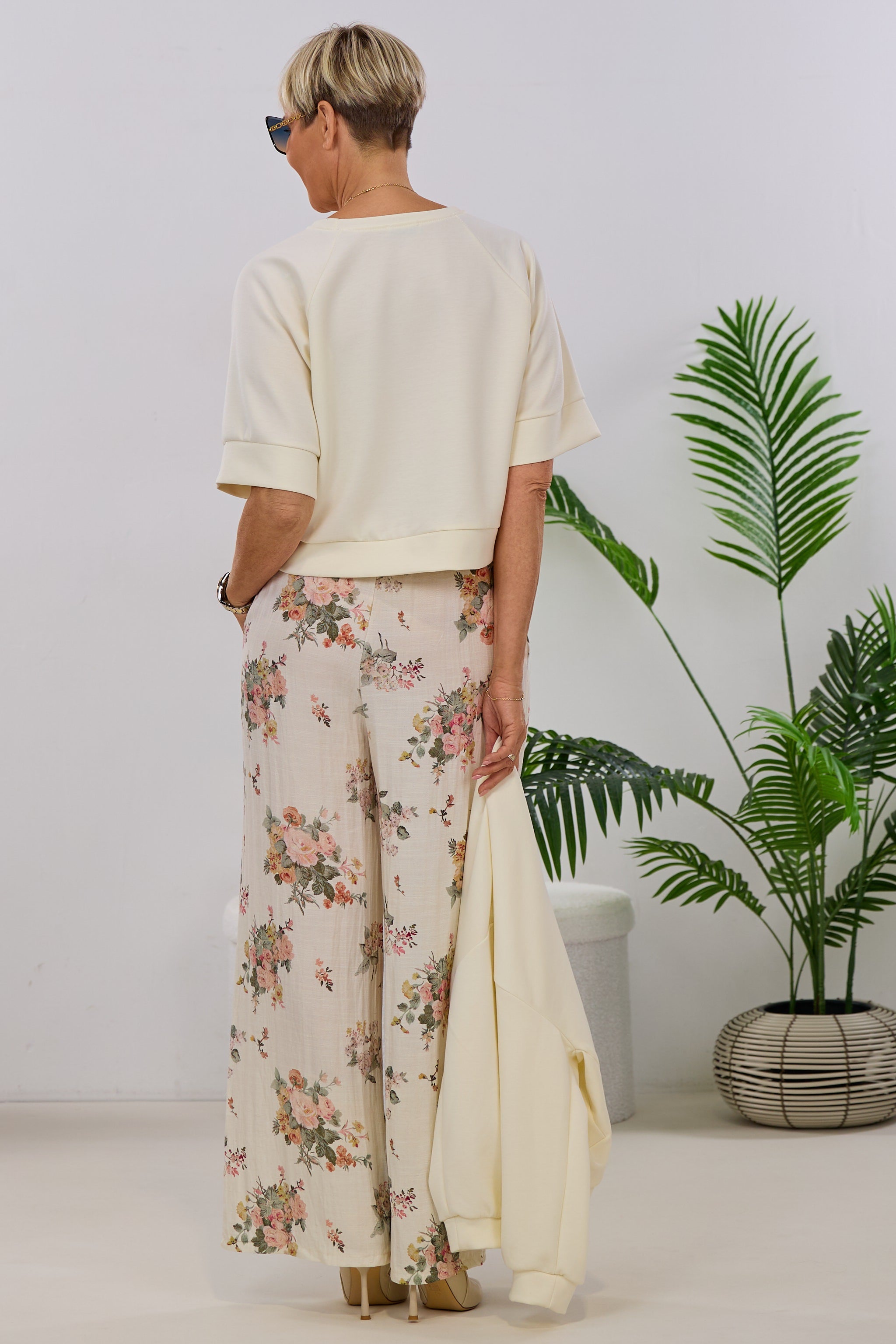 kurzarm cozy Shirt, creme