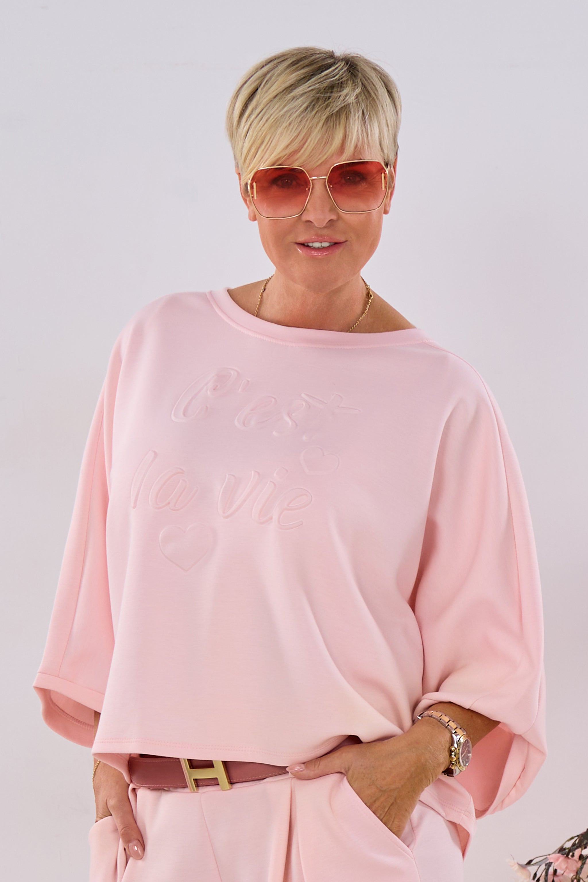 Cozy 2-Teiler c'est la vie, rosé