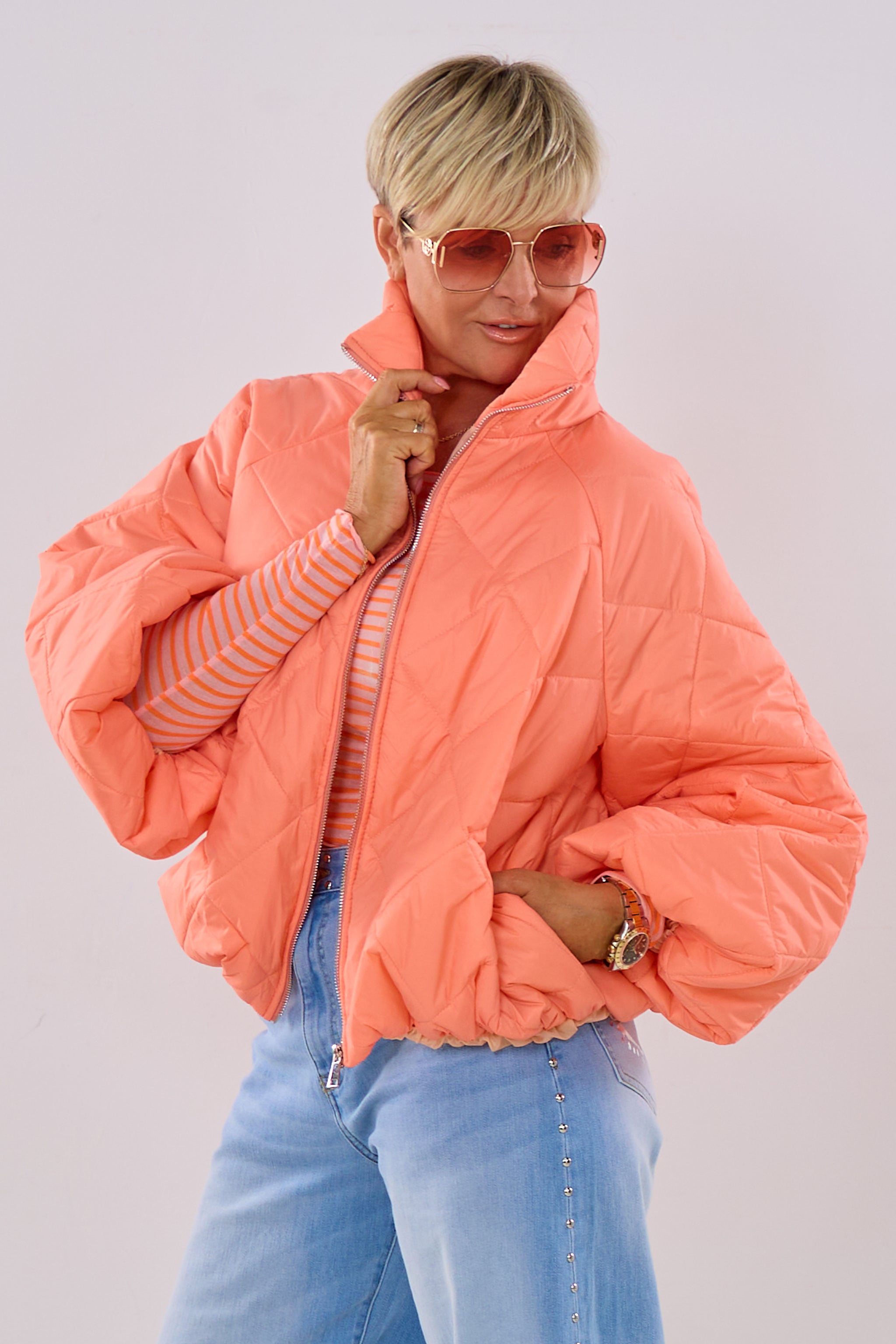 Steppjacke im Balloon-Style, apricot