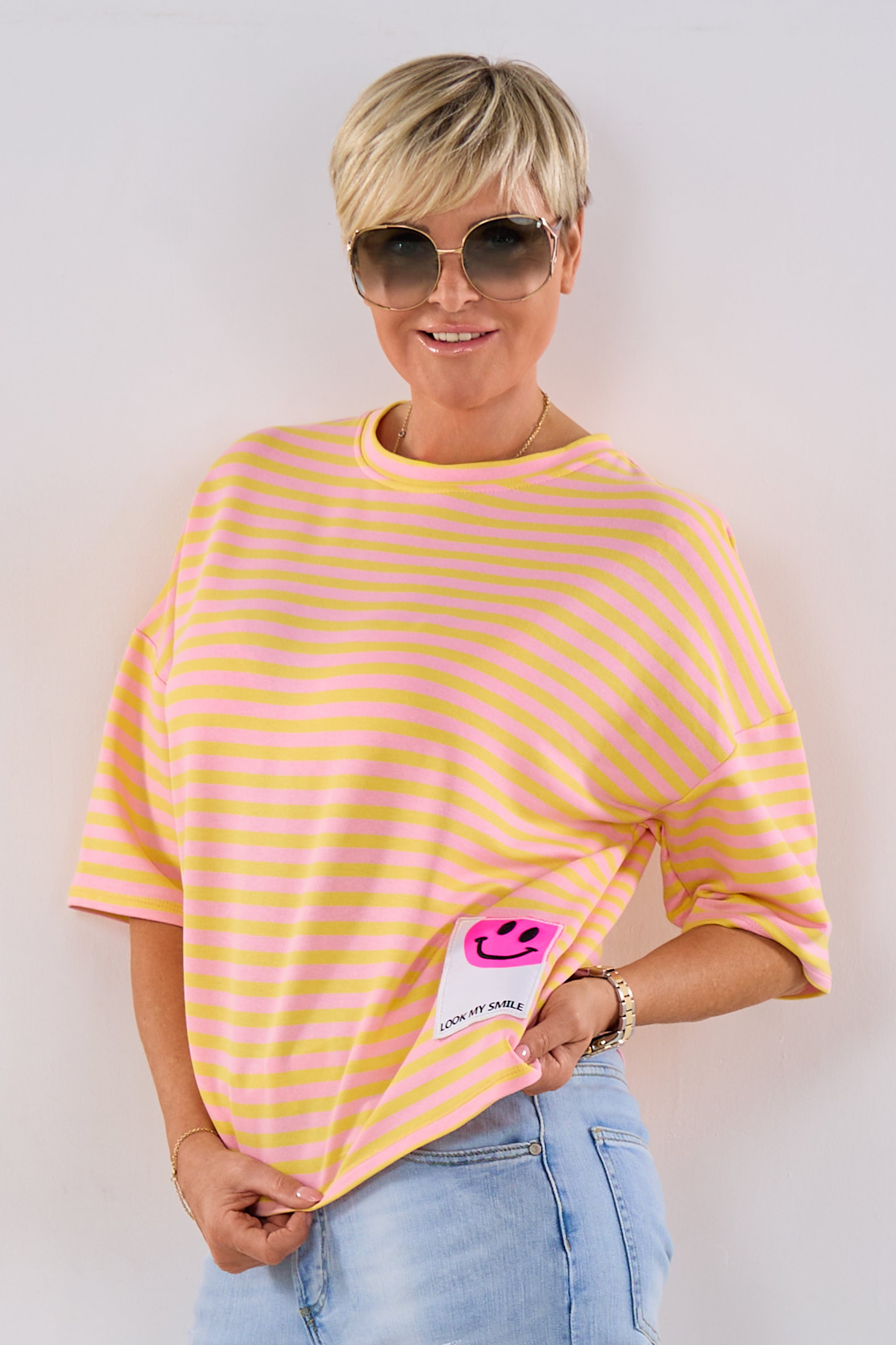 kurzarm Sweaty LOOK MY SMILE, rosa-gelb