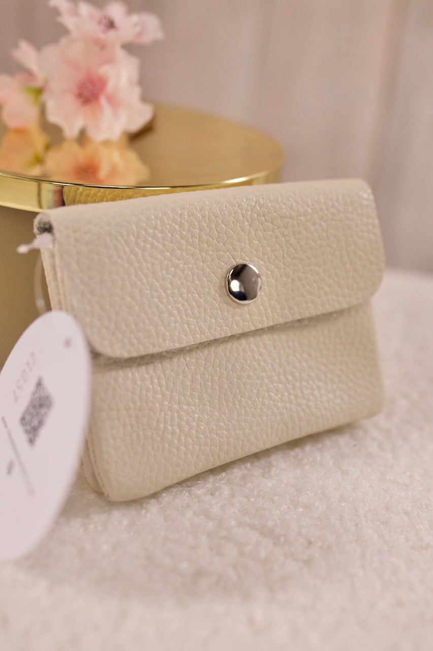 Kleines Echtleder Portemonnaie, hellbeige