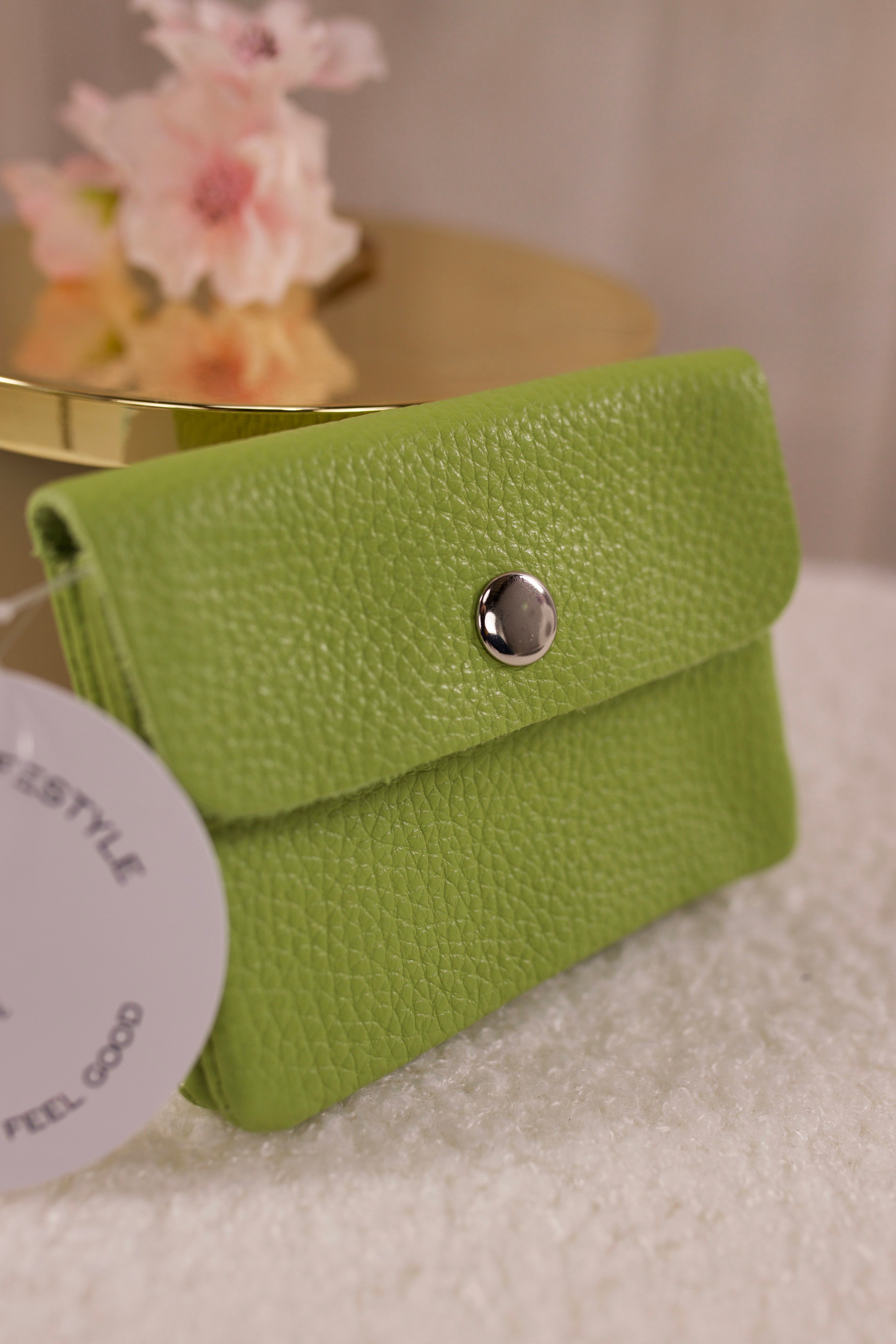 Kleines Echtleder Portemonnaie, kiwi