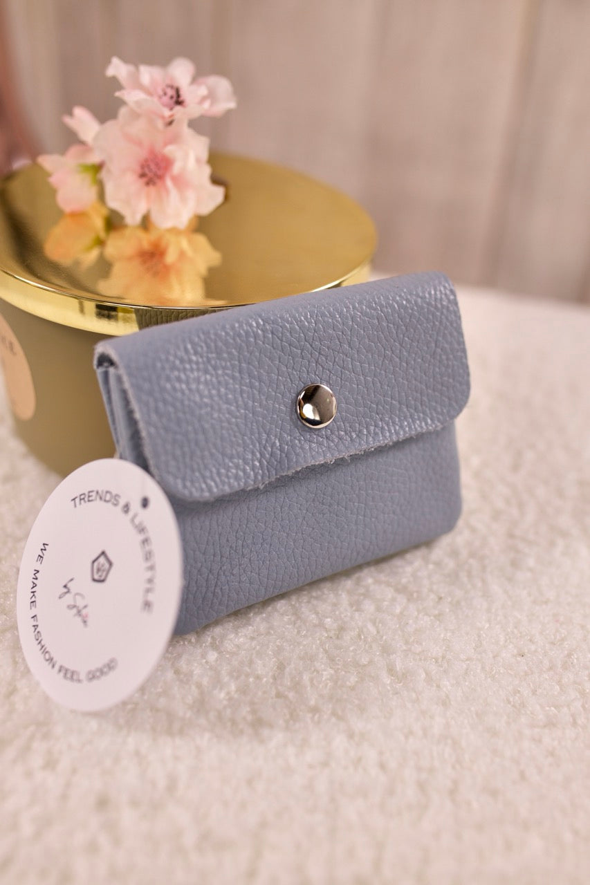 Kleines Echtleder Portemonnaie, hellblau