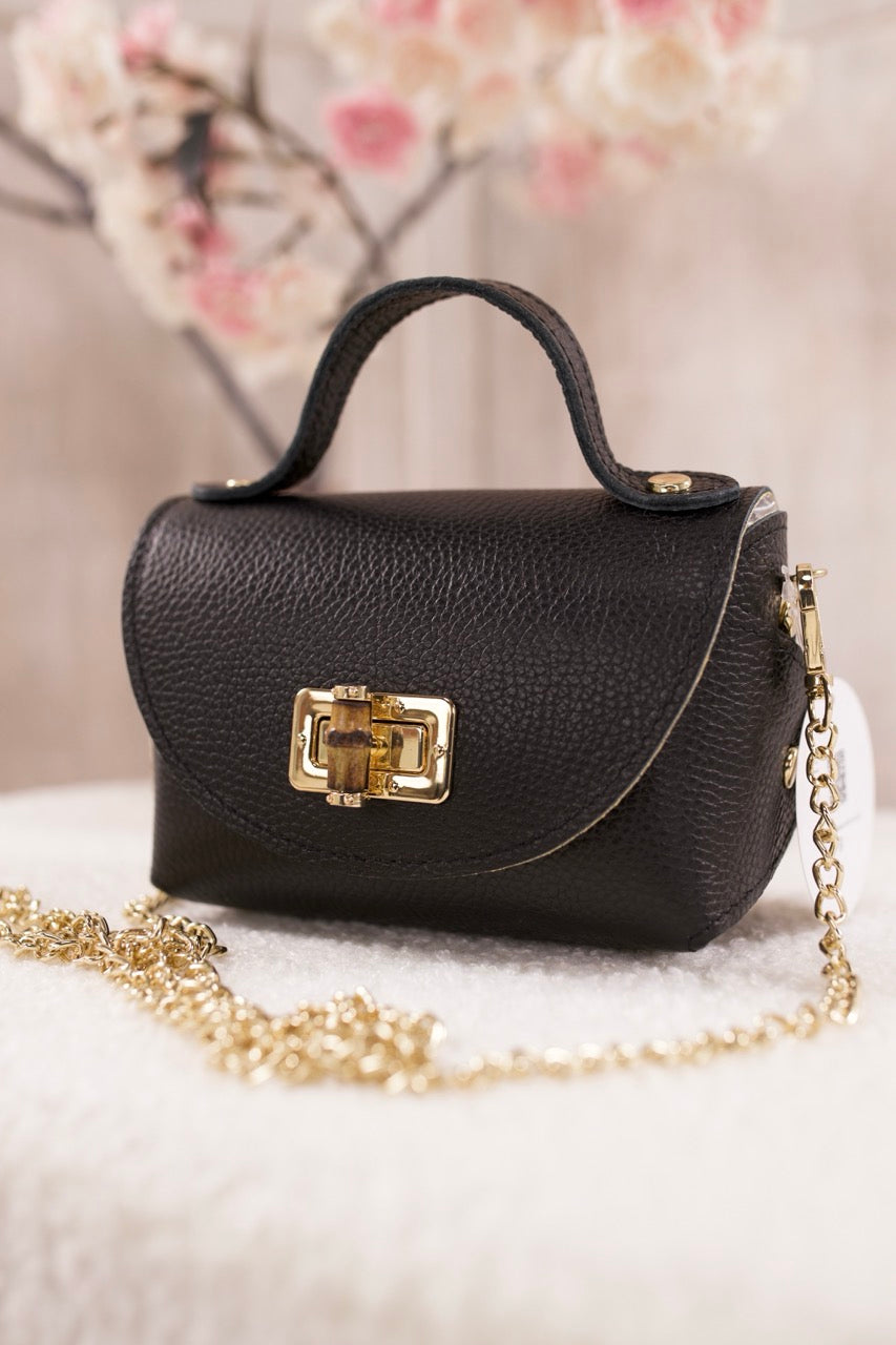 Kleine Echtleder Tasche, schwarz