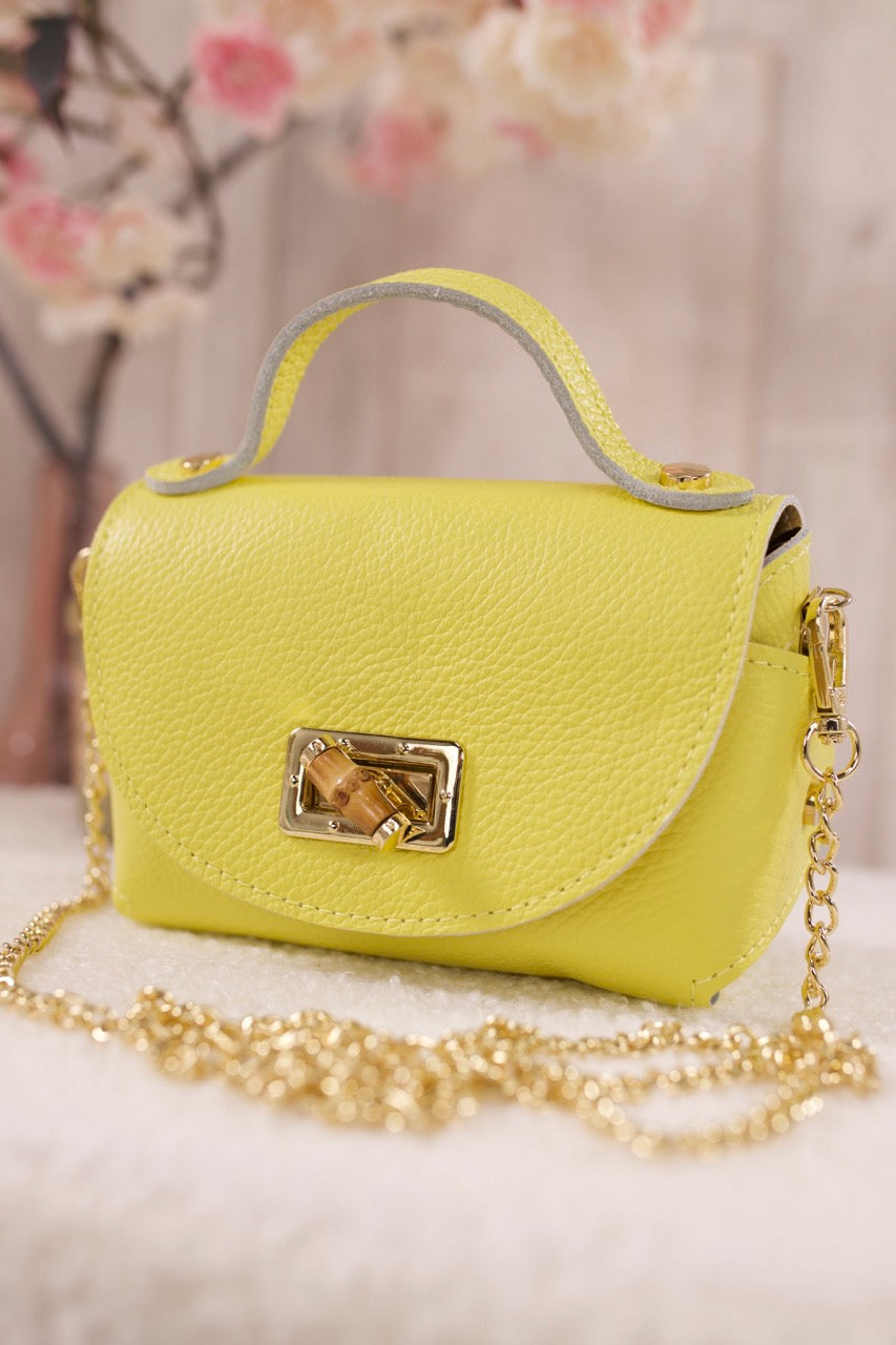 Kleine Echtleder Tasche, gelb