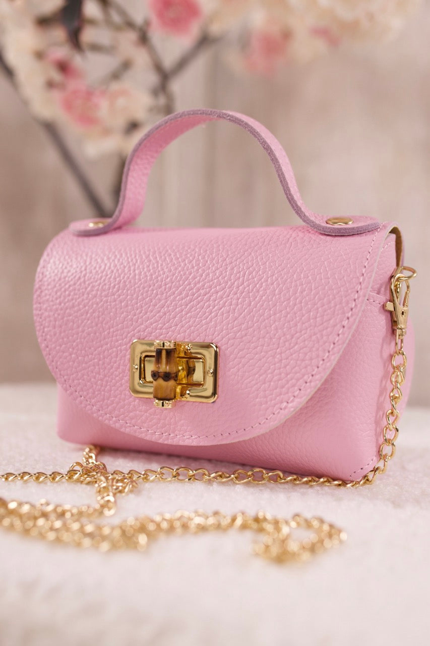 Kleine Echtleder Tasche, rosa