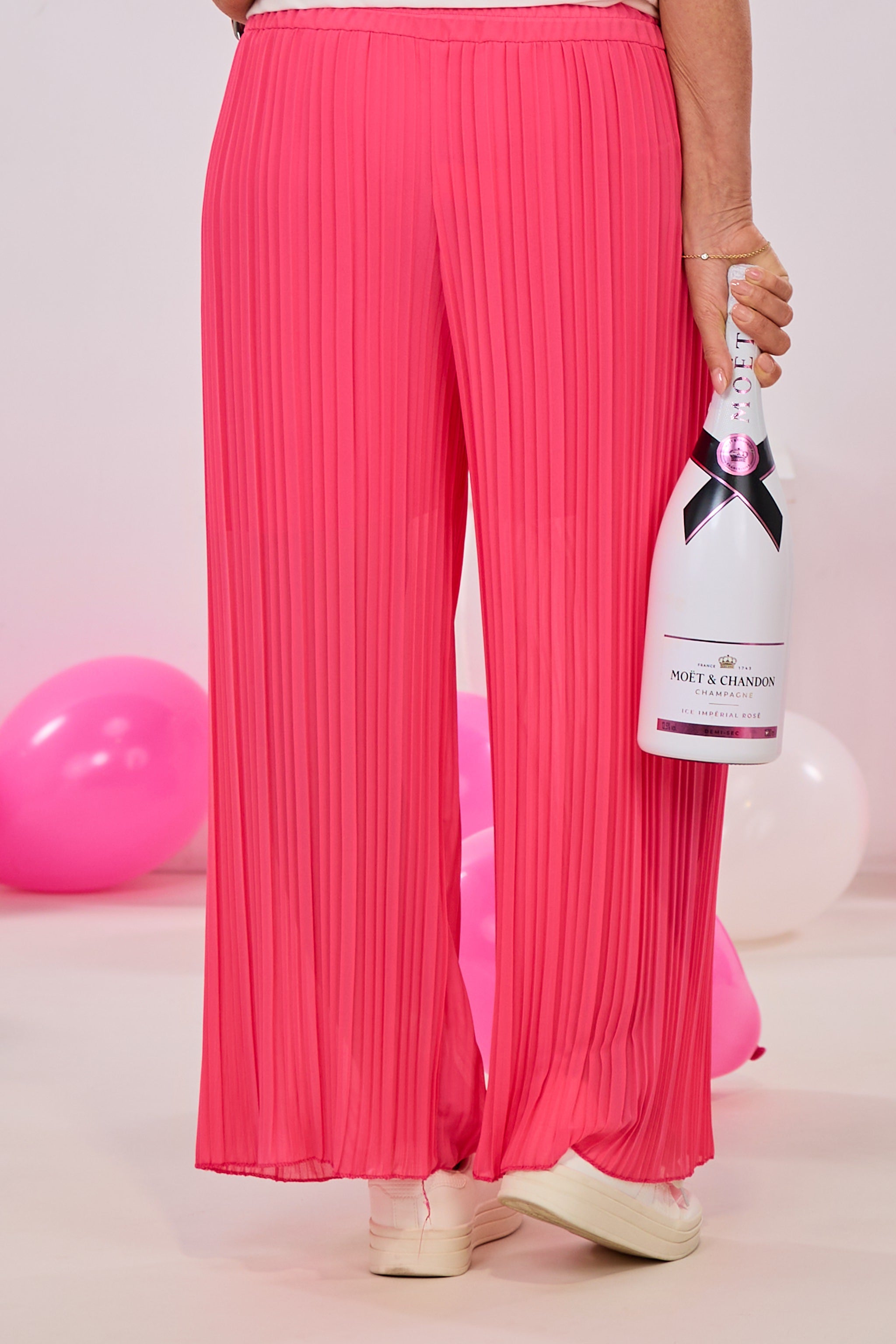 Plissée Hose mit elastischem Bund, pink