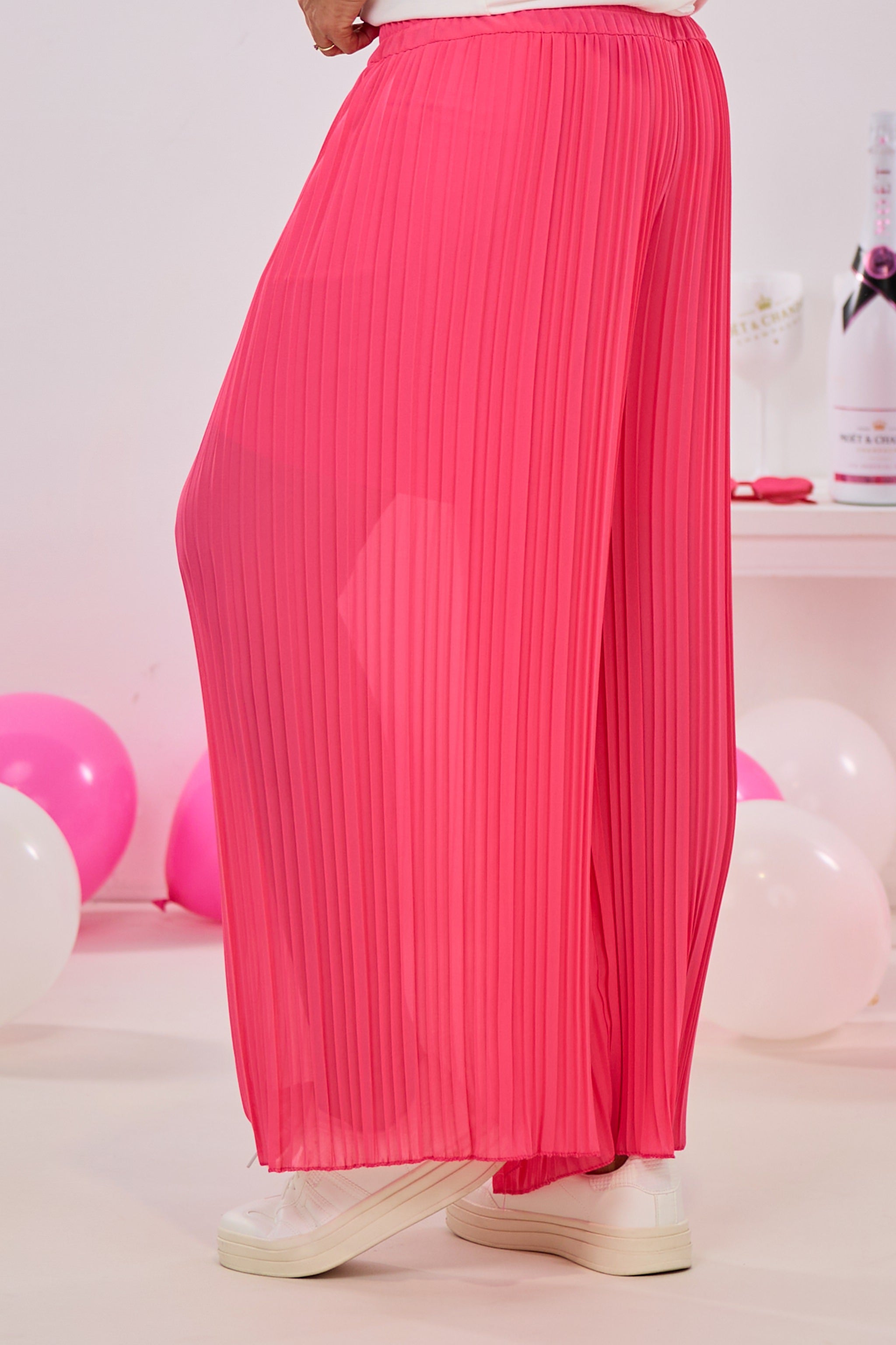 Plissée Hose mit elastischem Bund, pink