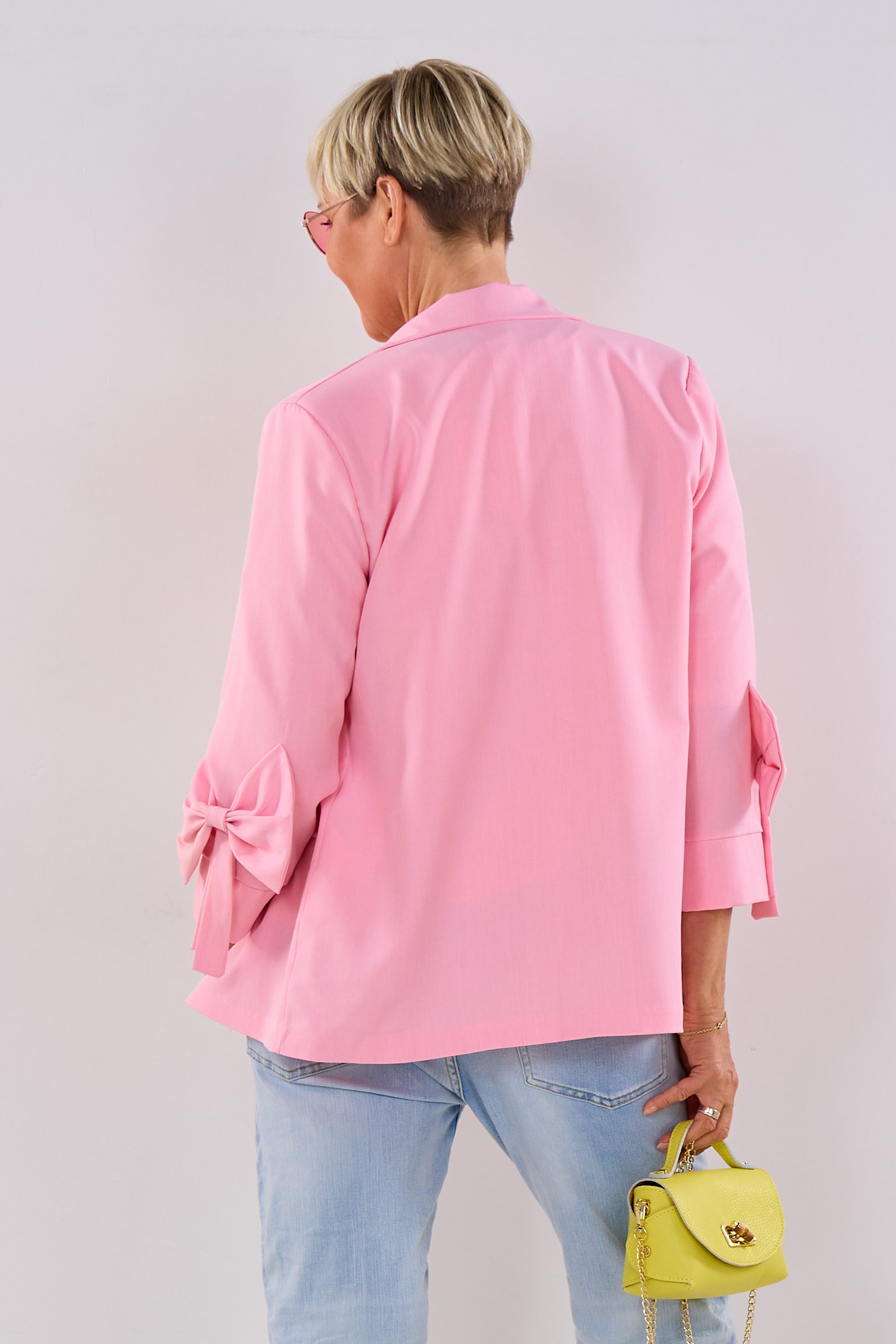 Langer Blazer mit Schleife, candyrosa