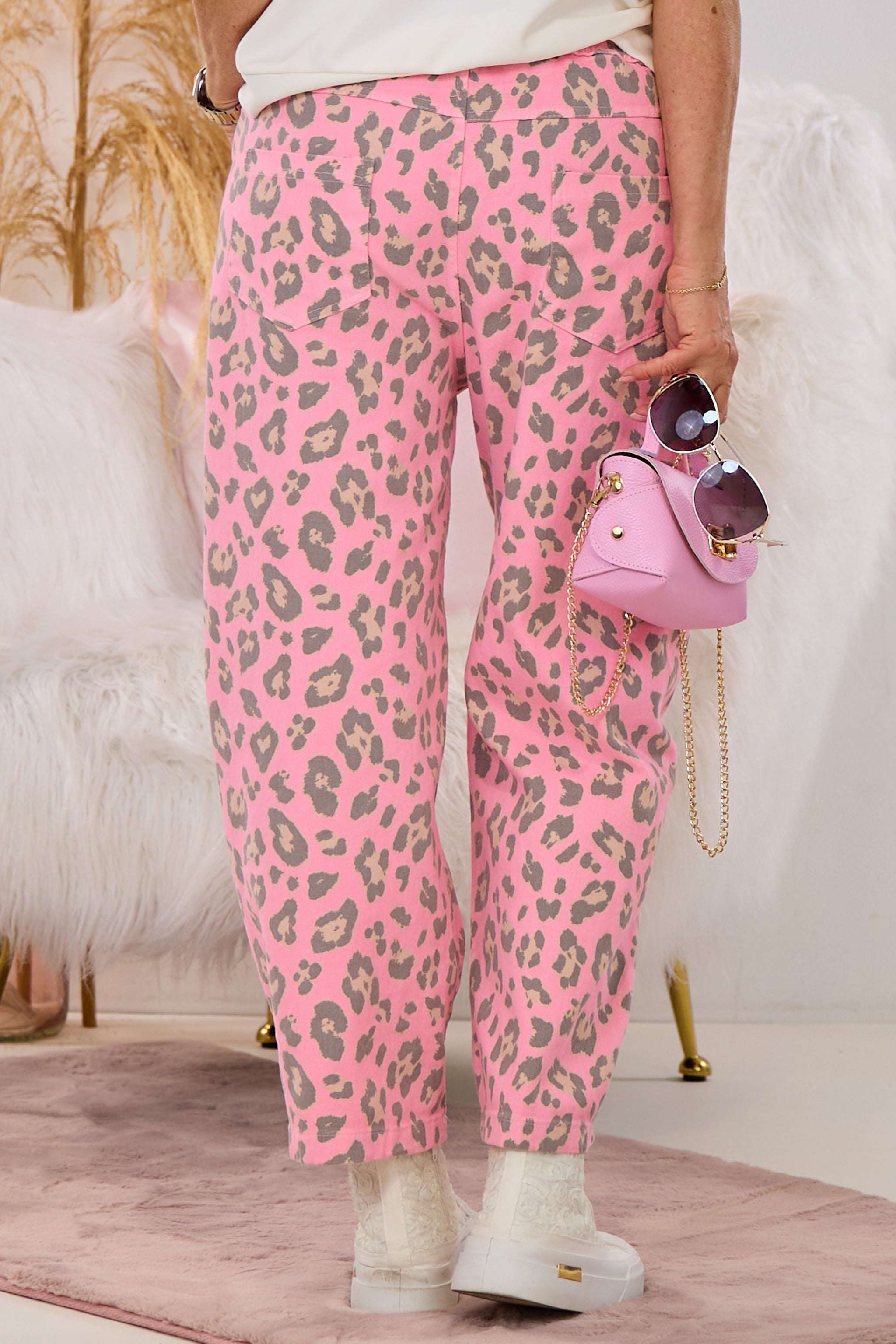 Jeans im Balloon-Style, rosa-leo