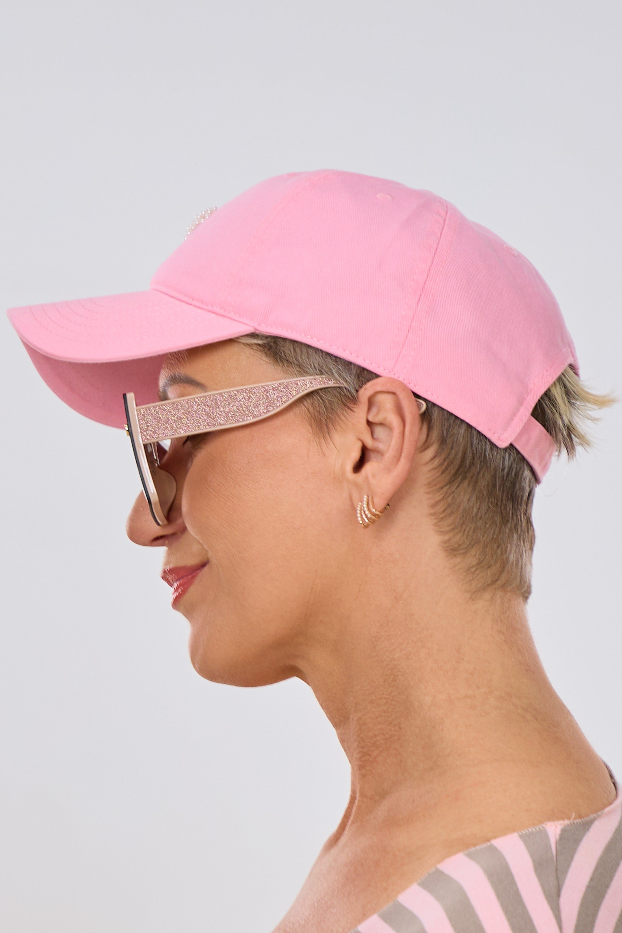 Kappe mit Perlen-Herz, rosa