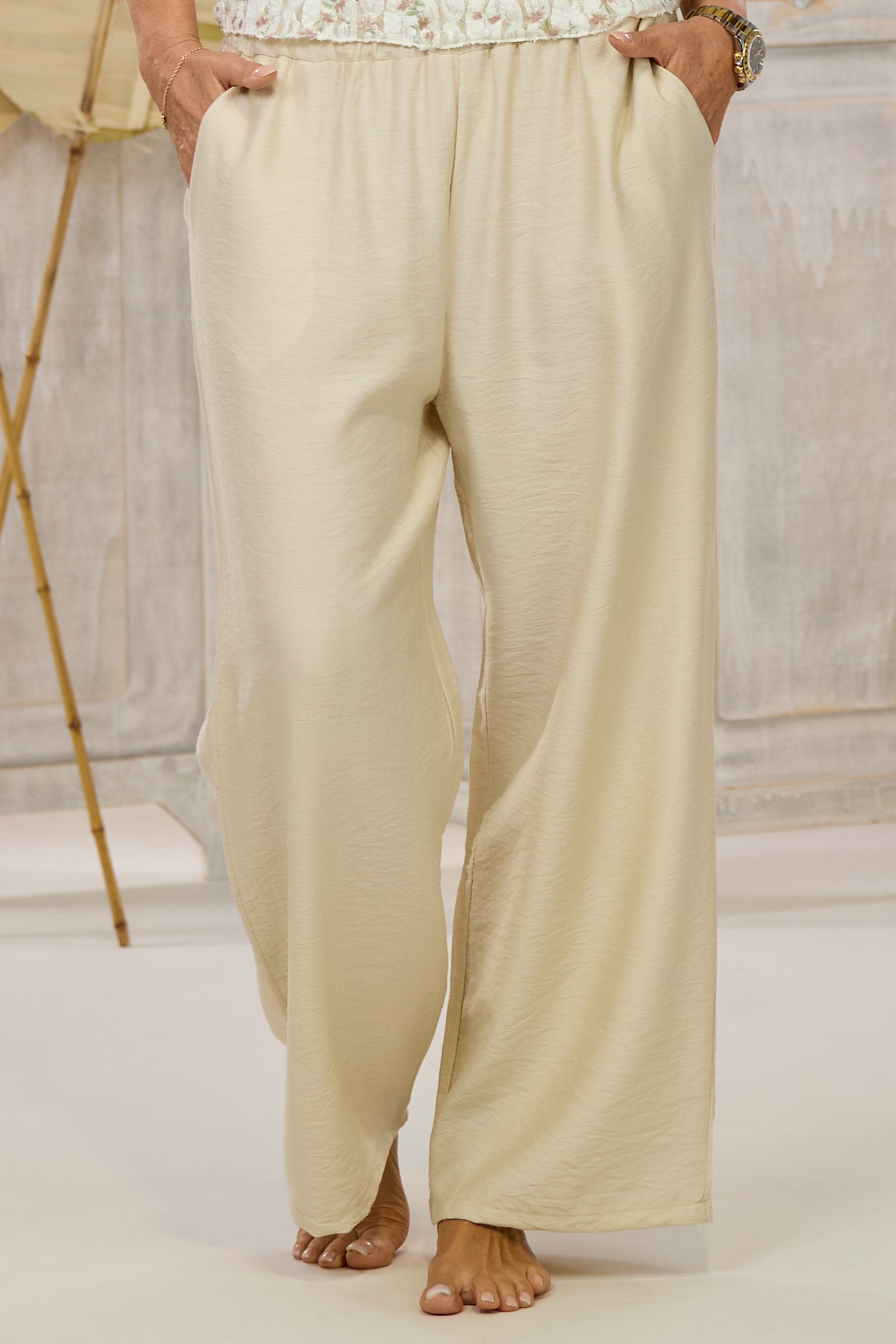 Uni Hose mit elastischem Bund, beige