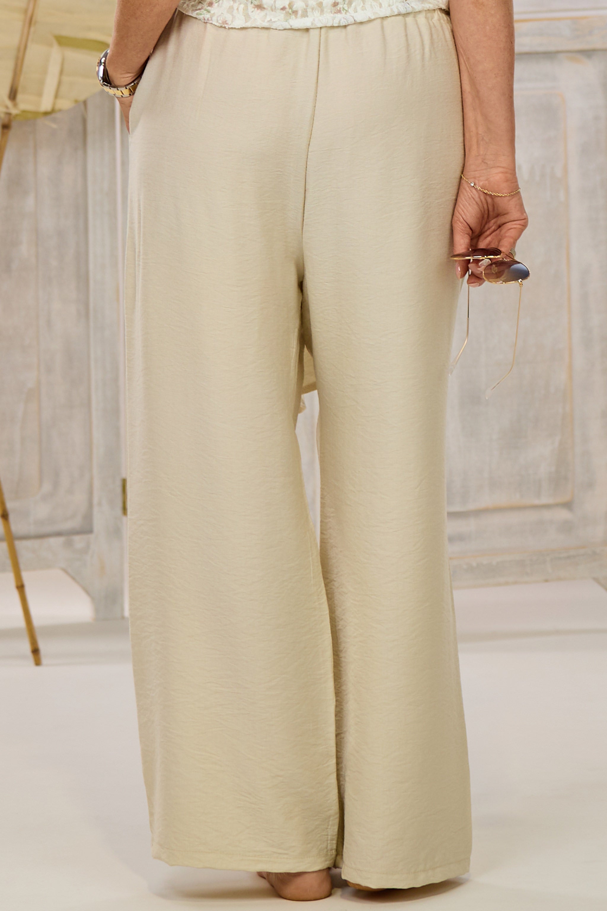 Uni Hose mit elastischem Bund, beige