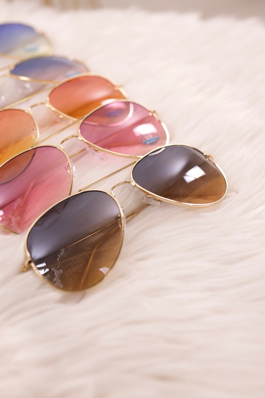 stylische "Piloten"-Sonnenbrille, gold-anthrazit-braun