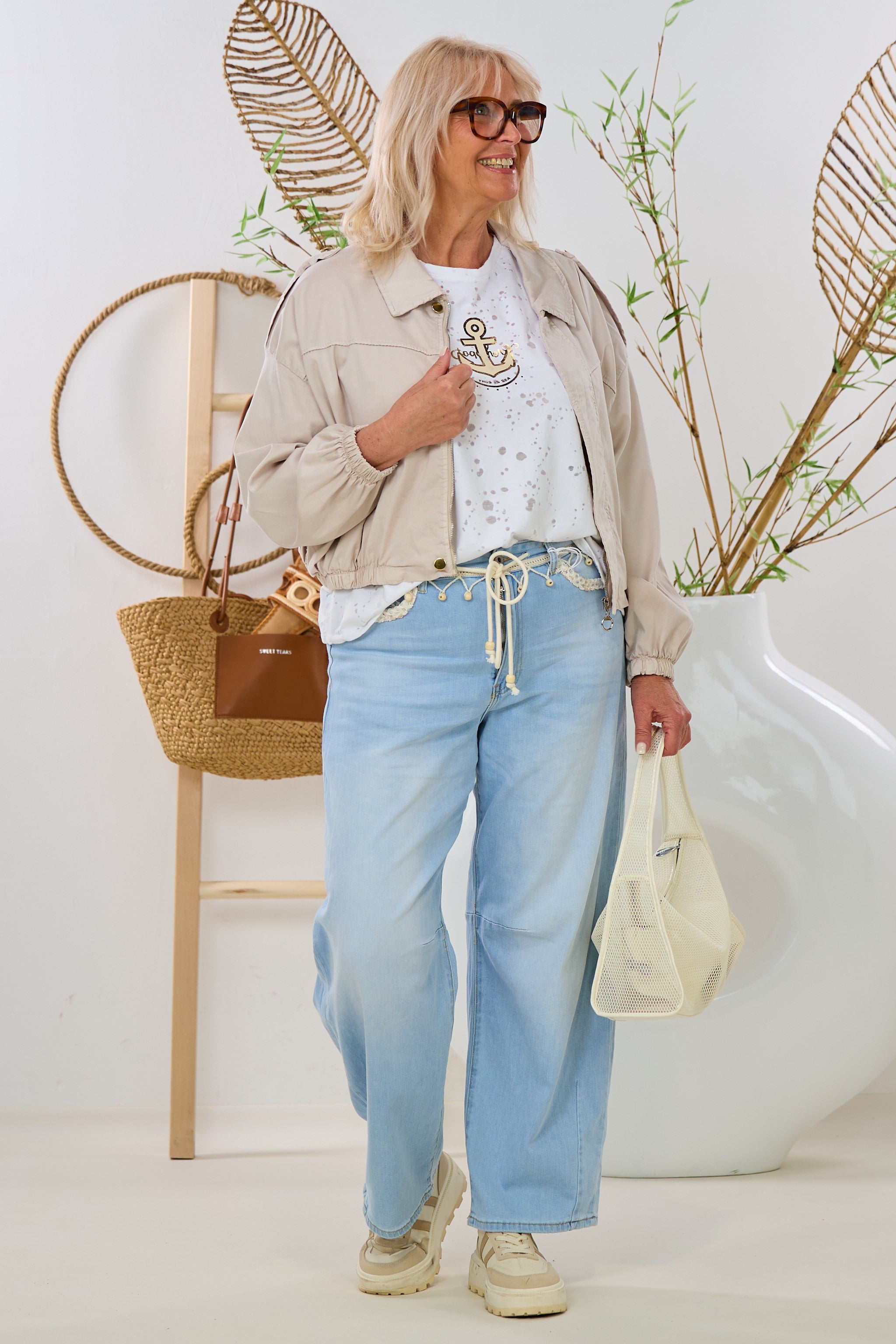 Blouson mit Schulterklappen, beige