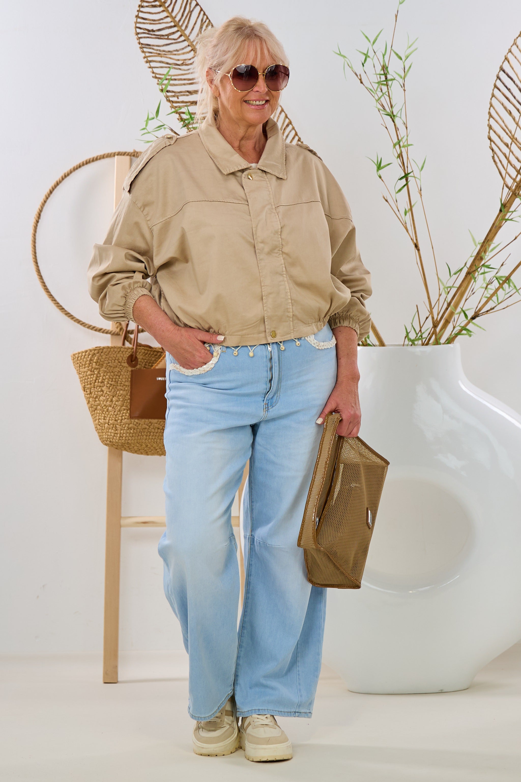 Blouson mit Schulterklappen, hellbraun