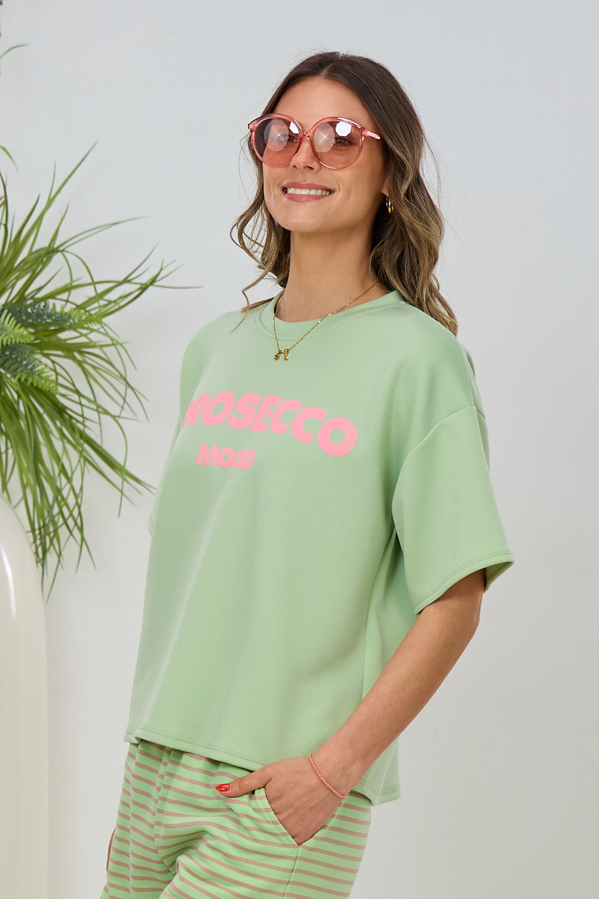 kurzarm Sweaty PROSECCO, lindgrün-rosa