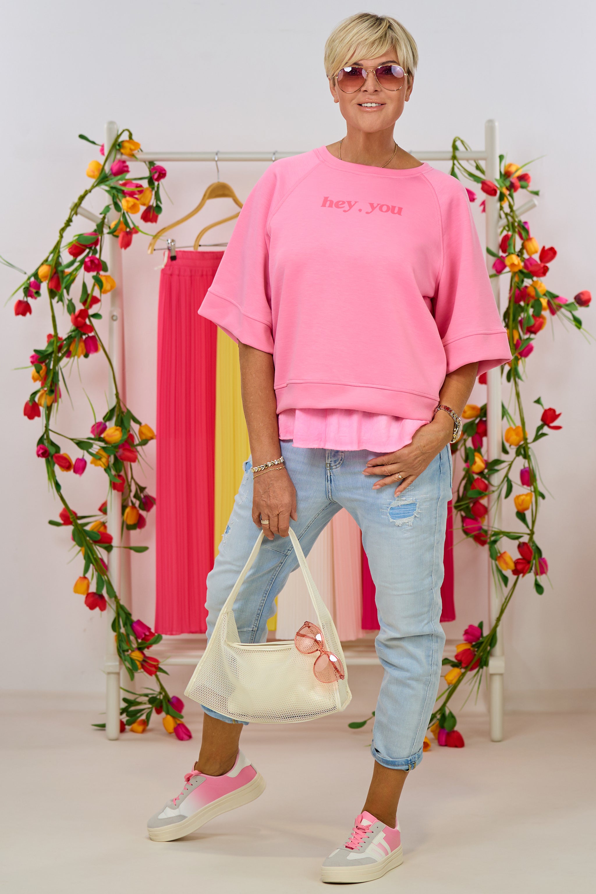 Cozy Shirt HEY YOU - SEE YOU, rosa