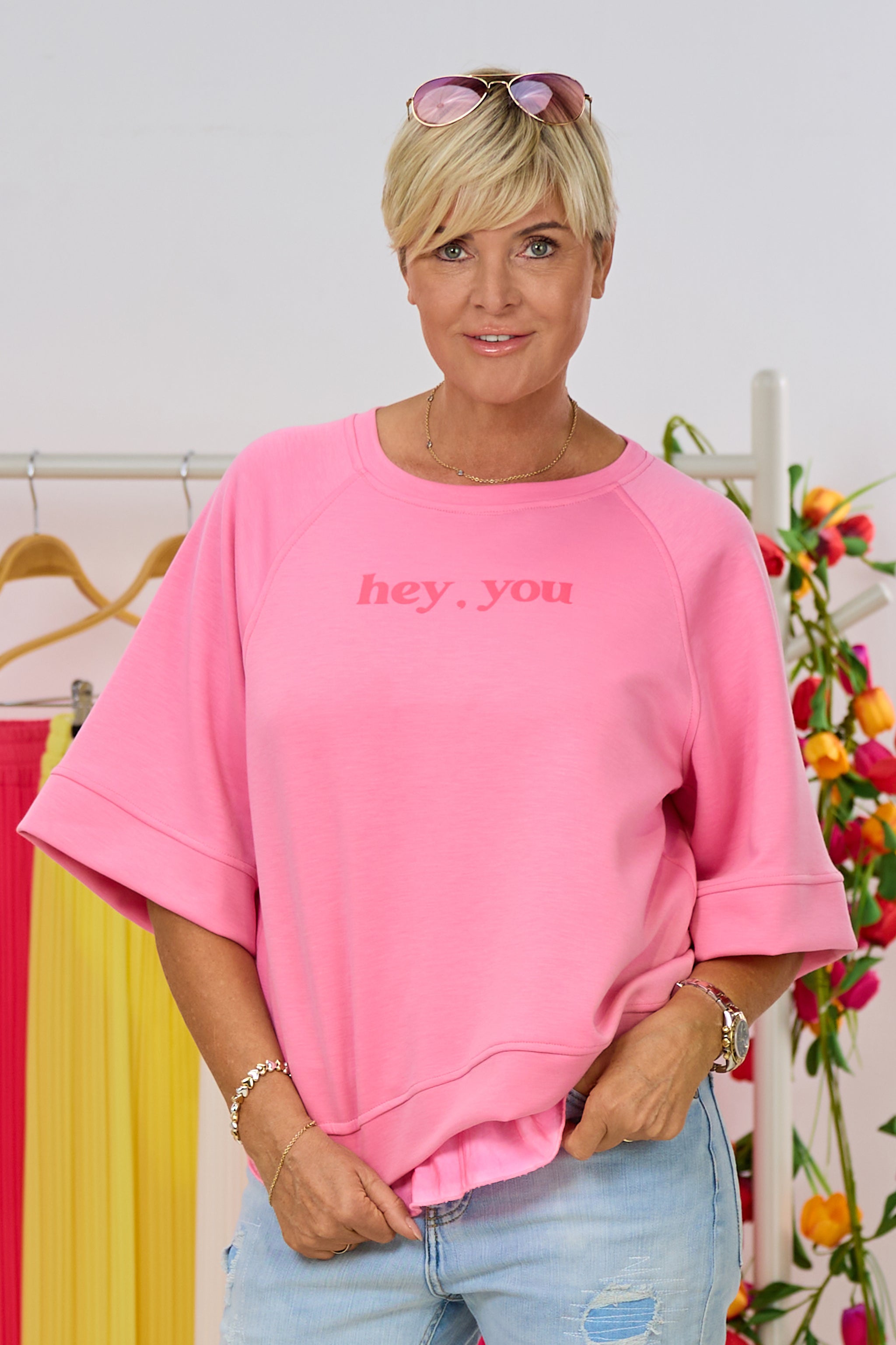 Cozy Shirt HEY YOU - SEE YOU, rosa